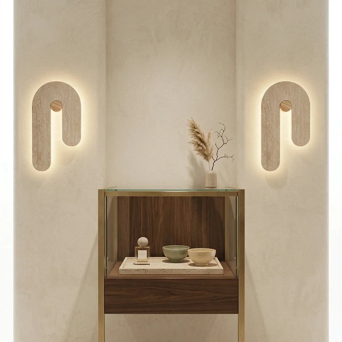 J-Shape Travertine Wall Sconce – Travertine detail 10