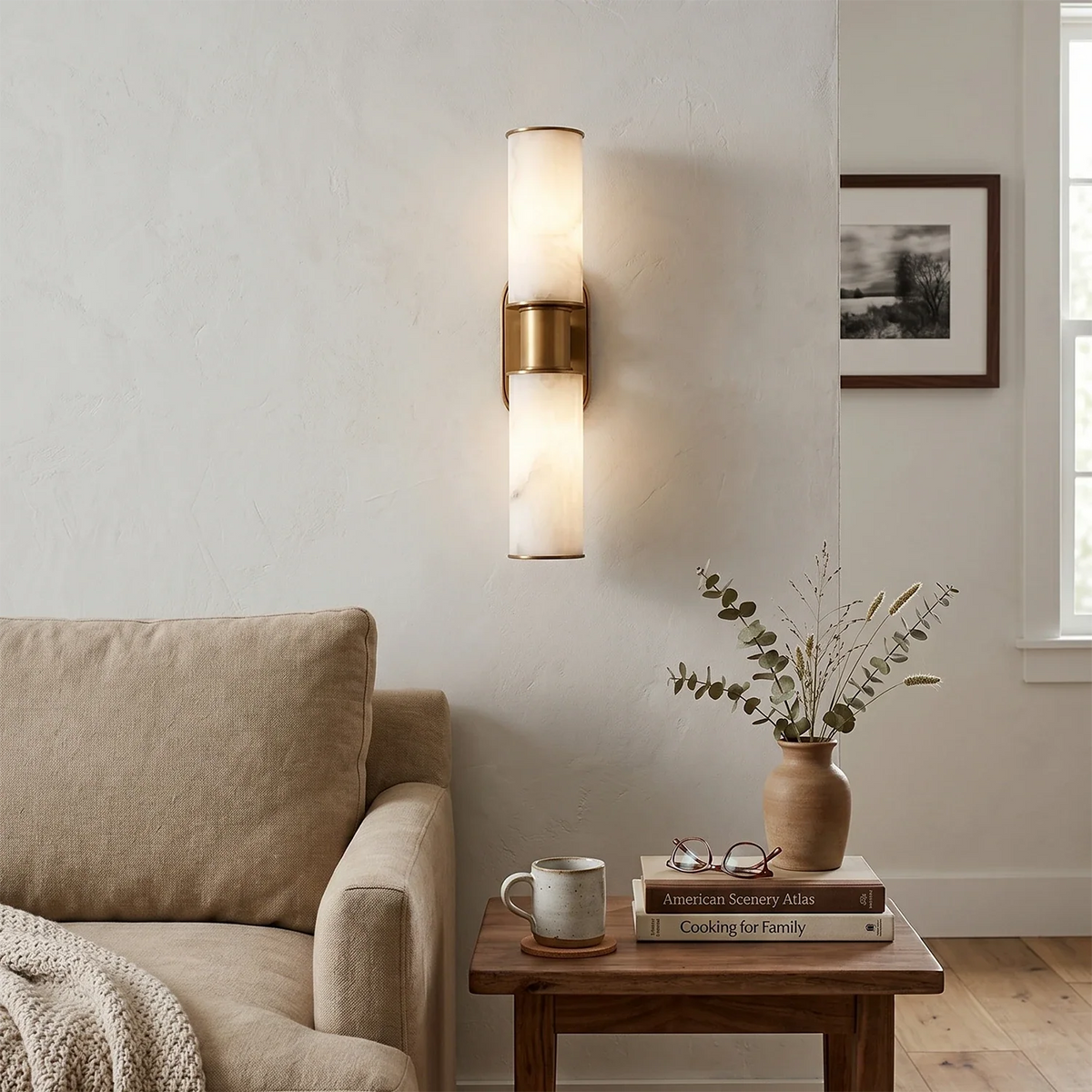 Alabaster Dualis Cylindrical Wall Sconce – Alabaster detail 4