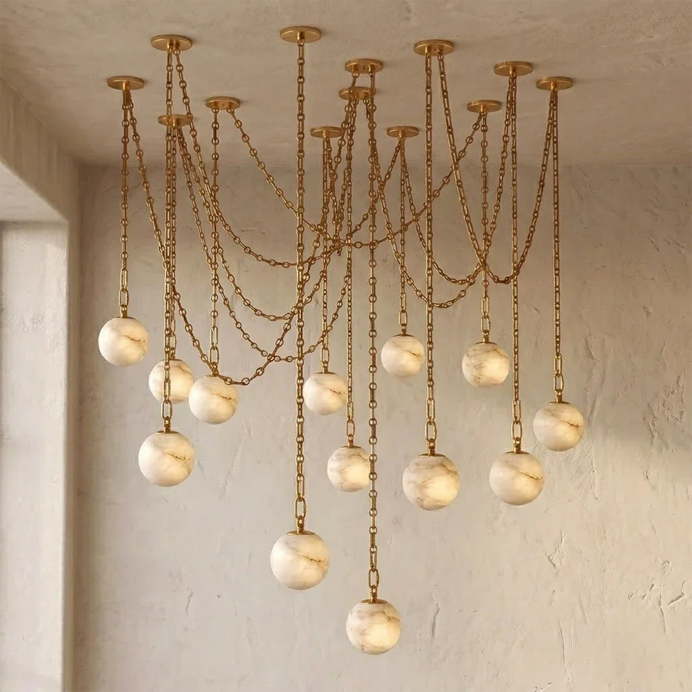 Alabaster Spherical Chain Chandelier – Alabaster detail 37