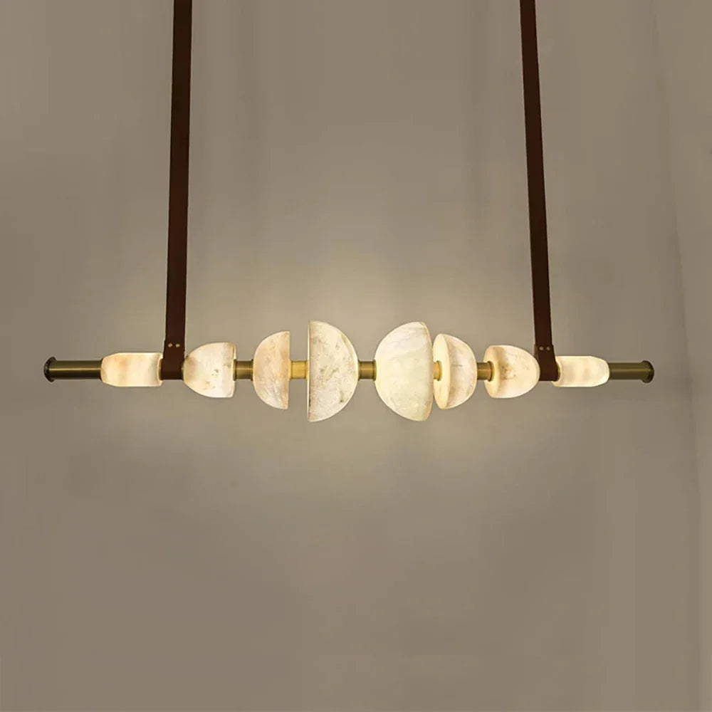 Leather Strap Alabaster Beaded Chandelier – Alabaster detail 7