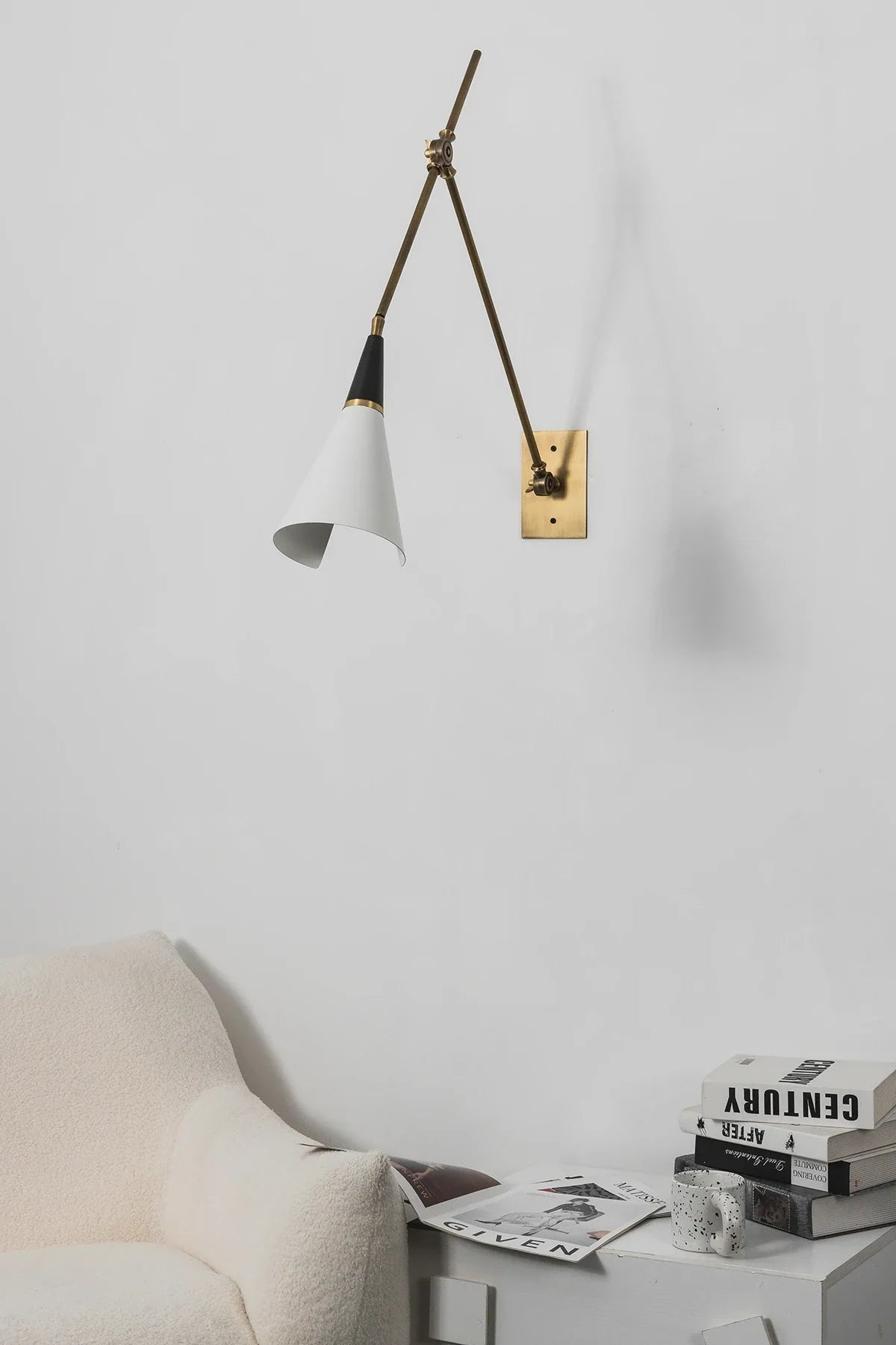 Leland Pivoting Cone Brass Wall Sconce – Brass detail 19