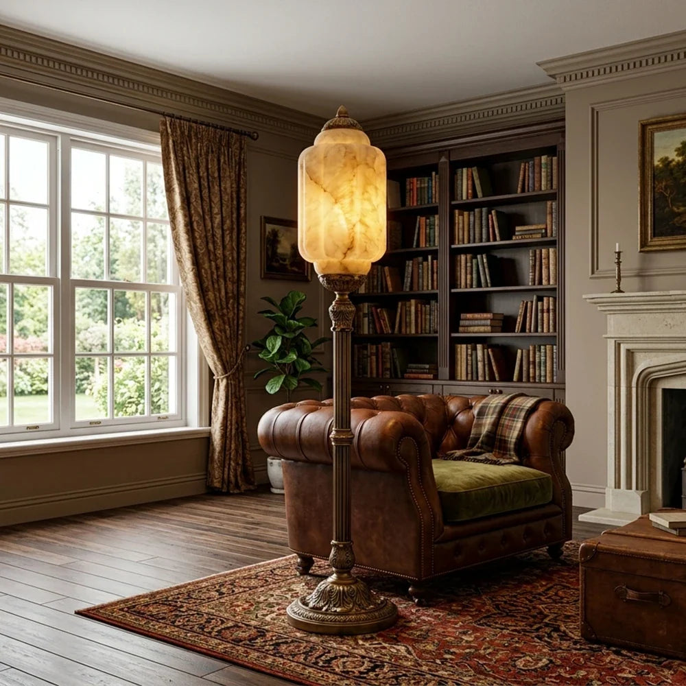 Leonie Alabaster Lantern Floor Lamp – Alabaster detail 3