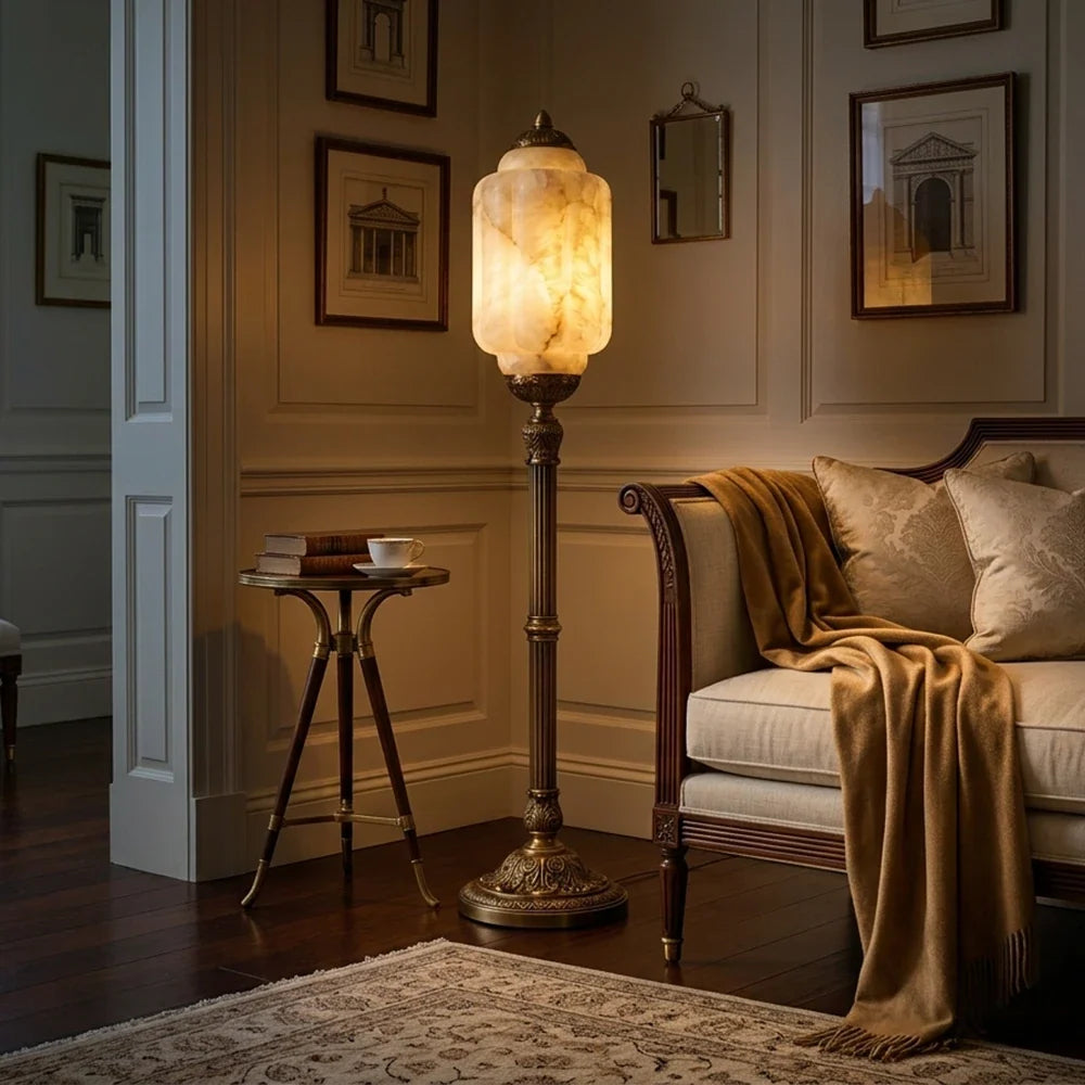 Leonie Alabaster Lantern Floor Lamp – Alabaster detail 2