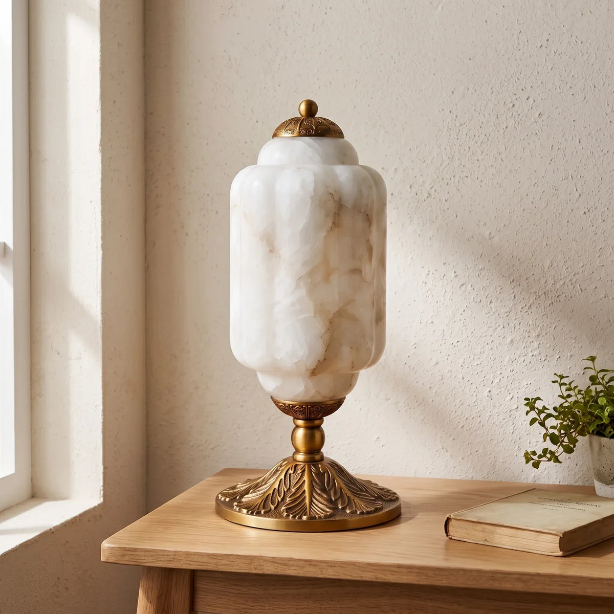 Leonie Alabaster Lantern Table Lamp – Alabaster detail 10