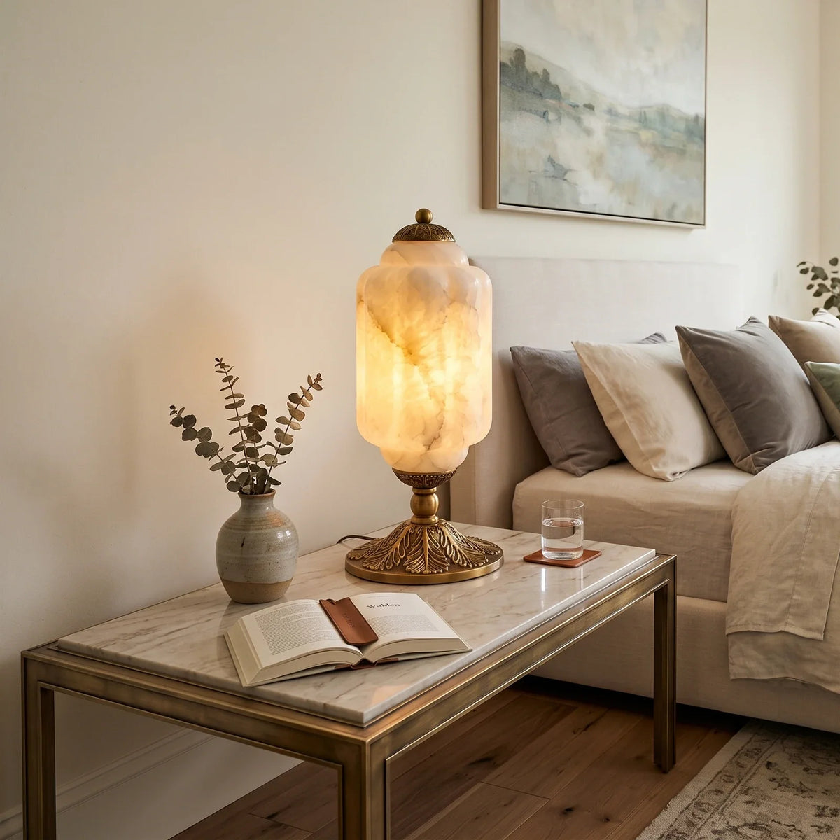 Leonie Alabaster Lantern Table Lamp – Alabaster detail 2