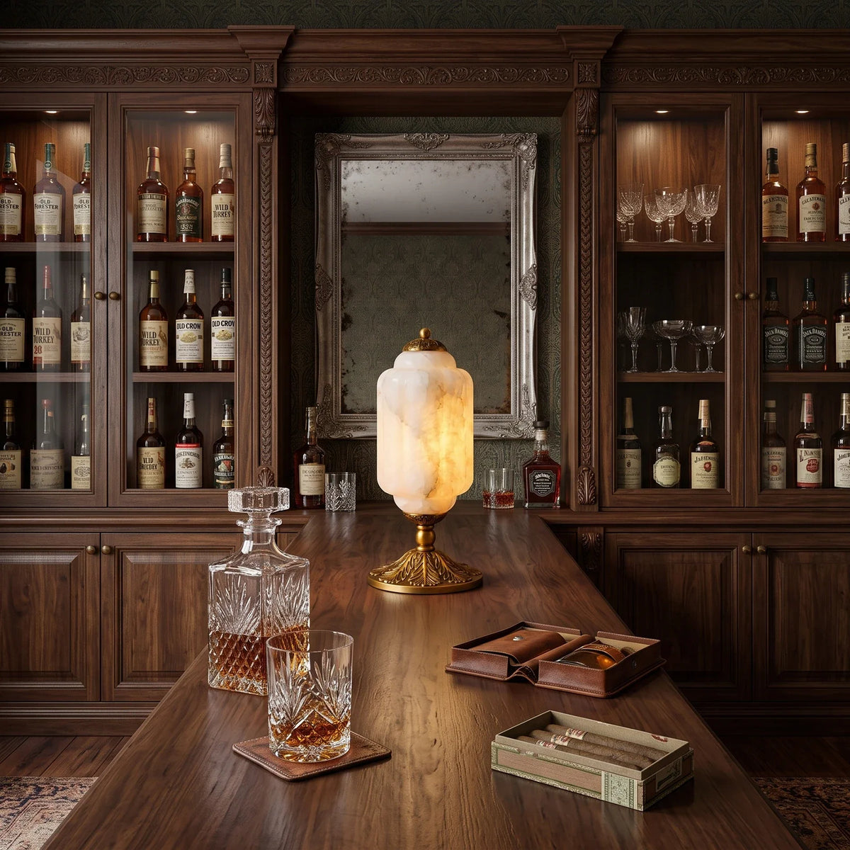 Leonie Alabaster Lantern Table Lamp – Alabaster detail 7