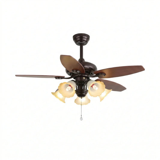 Lily Bloom Decorative Flower Ceiling Fan Lights Copper