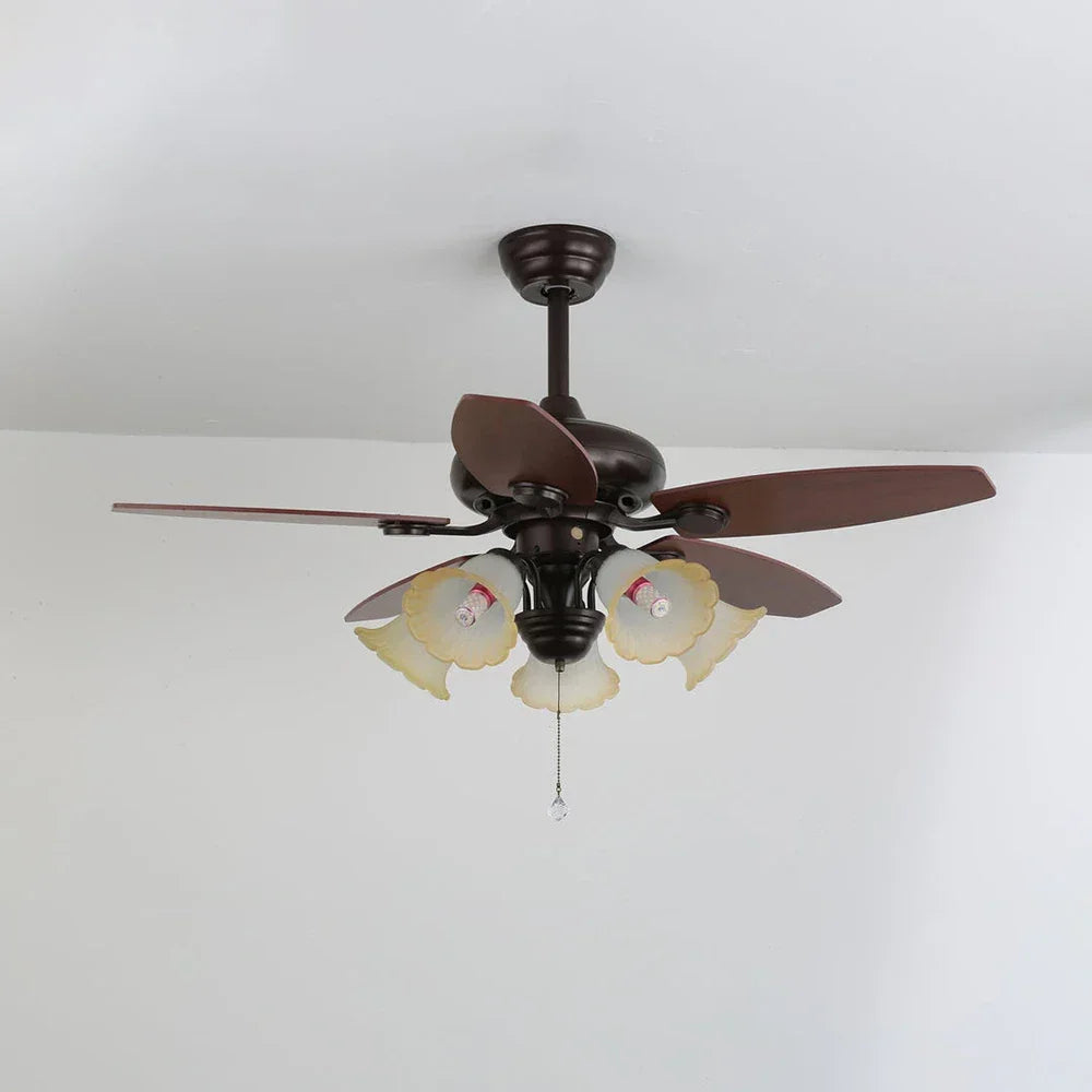 Lily Bloom Decorative Flower Ceiling Fan Lights Copper – Copper detail 17
