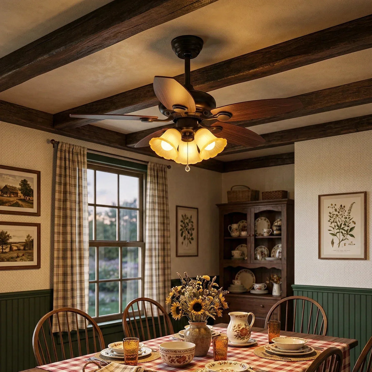 Lily Bloom Decorative Flower Ceiling Fan Lights Copper – Copper detail 3