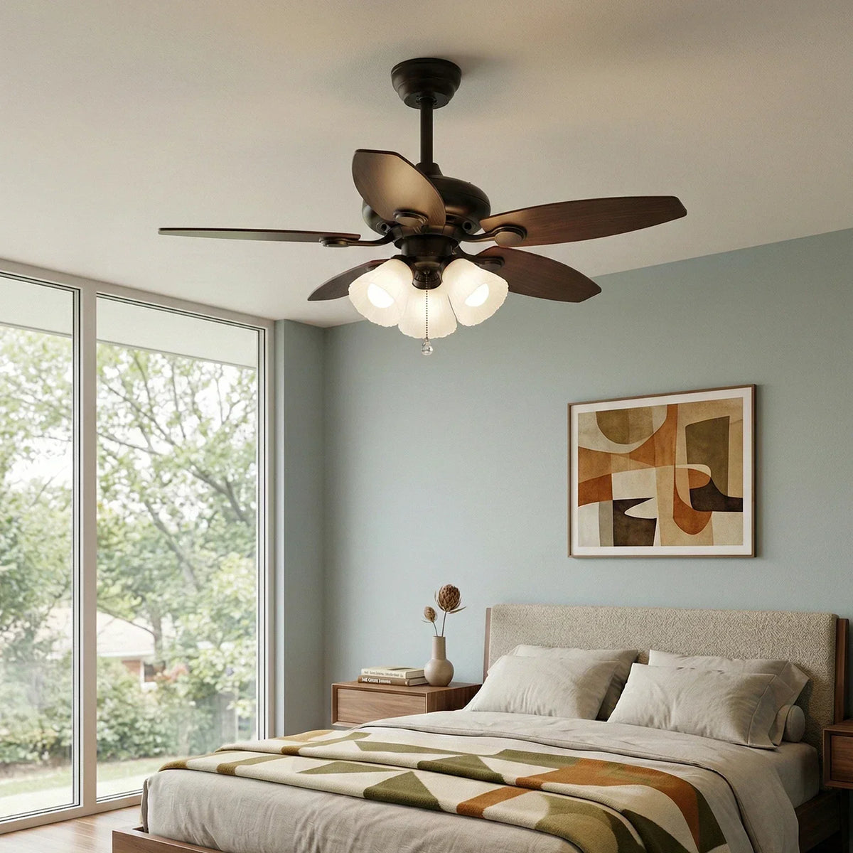 Lily Bloom Decorative Flower Ceiling Fan Lights Copper – Copper detail 4