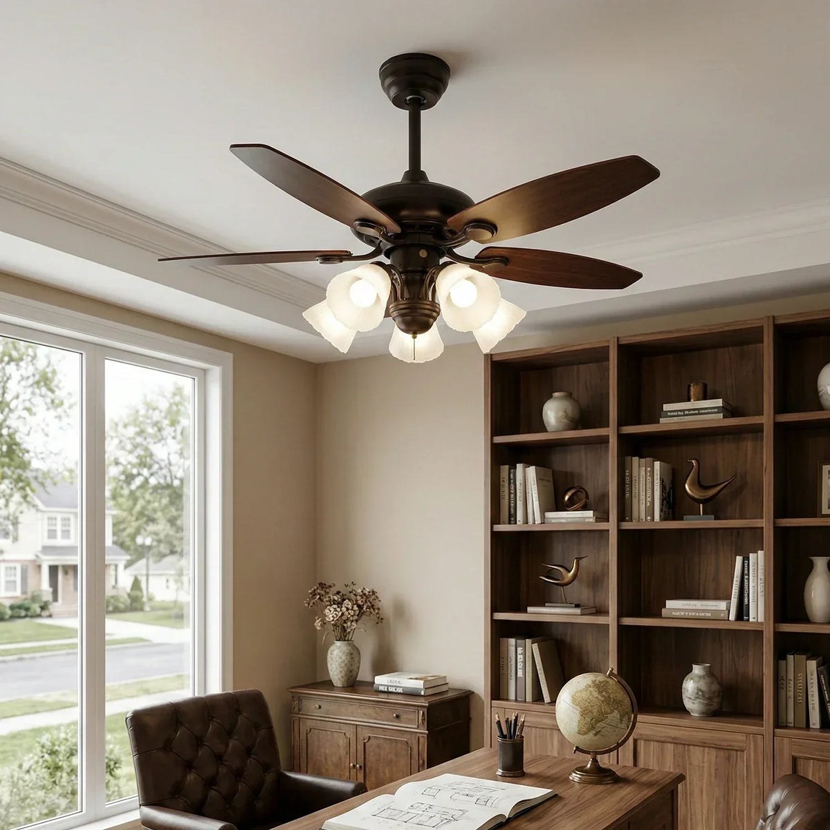 Lily Bloom Decorative Flower Ceiling Fan Lights Copper – Copper detail 7