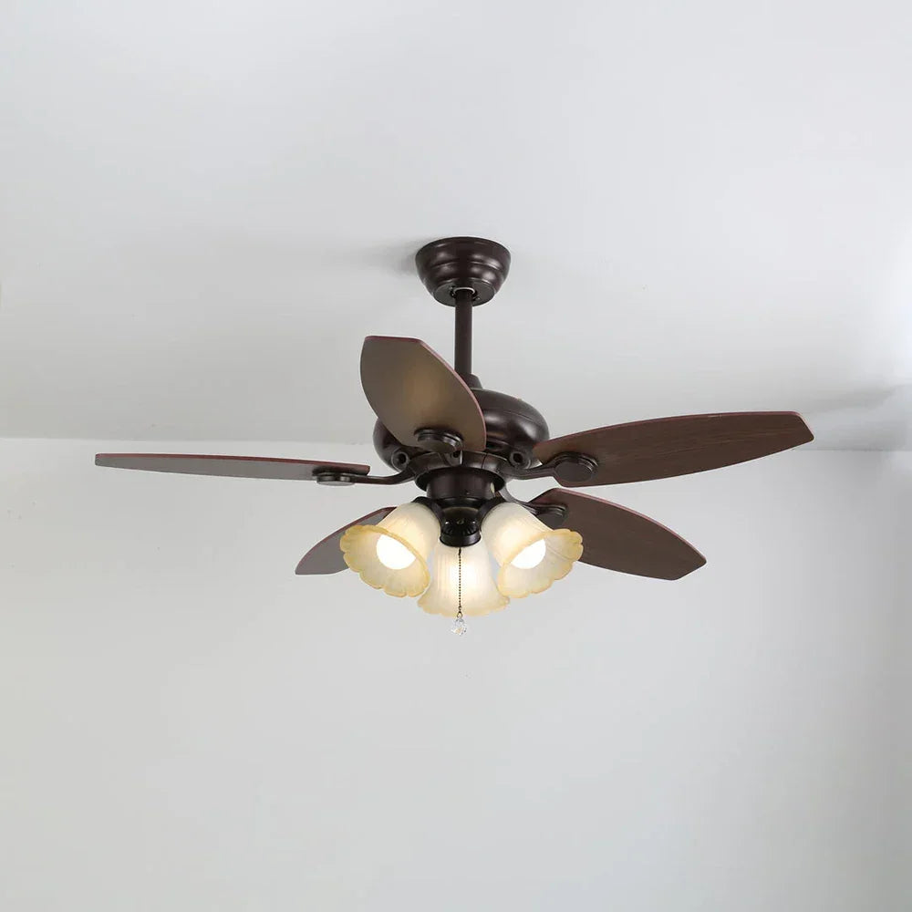 Lily Bloom Decorative Flower Ceiling Fan Lights Copper – Copper detail 12
