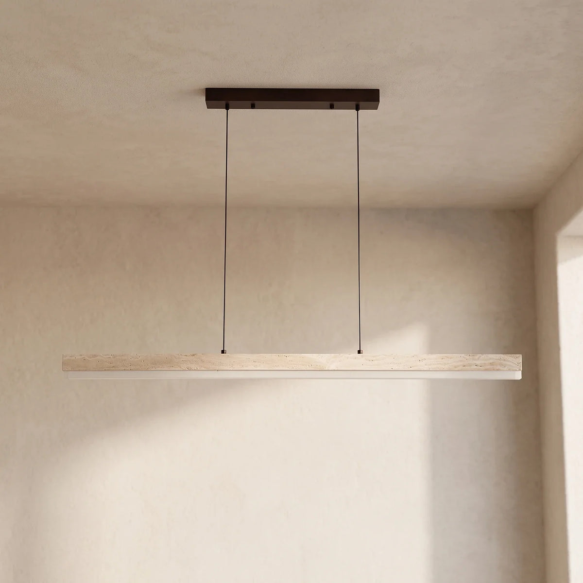 Linear Ecliptic Beam Travertine Pendant Lamp – Travertine detail 12