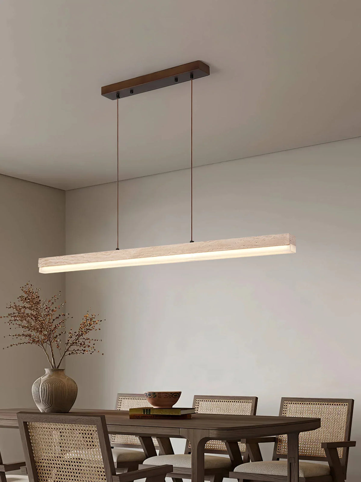 Linear Ecliptic Beam Travertine Pendant Lamp – Travertine detail 9