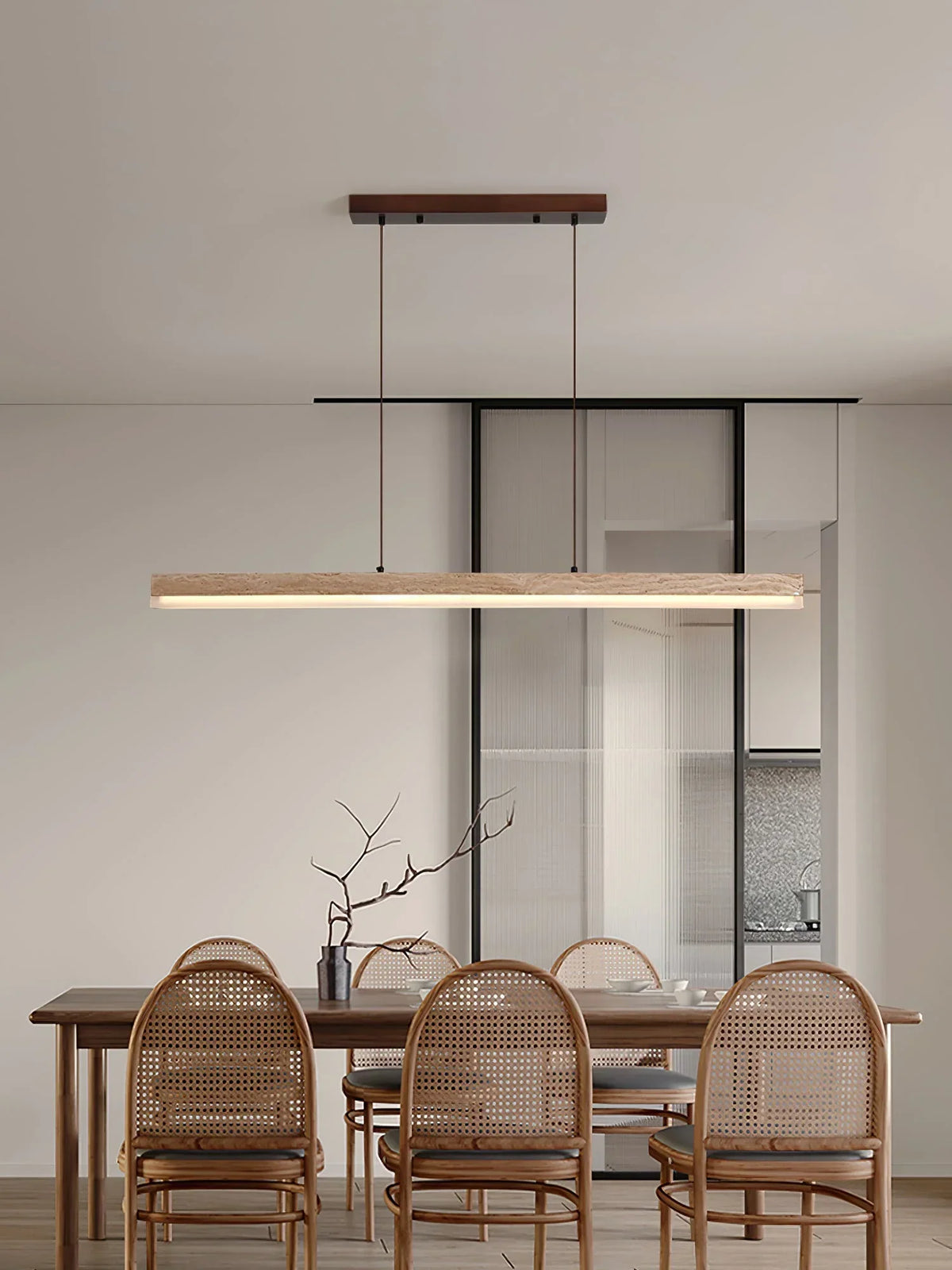 Linear Ecliptic Beam Travertine Pendant Lamp – Travertine detail 5