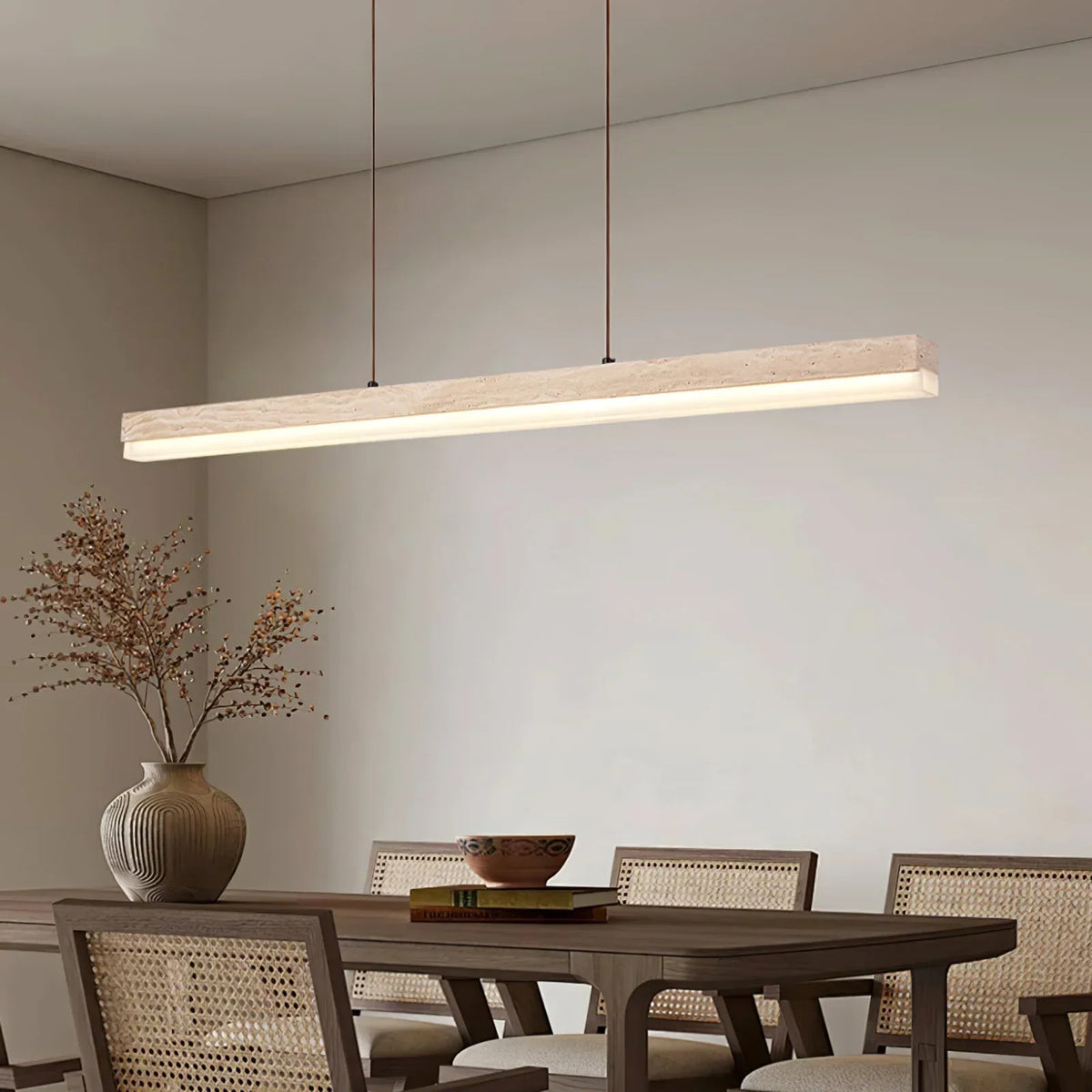 Linear Ecliptic Beam Travertine Pendant Lamp – Travertine detail 3