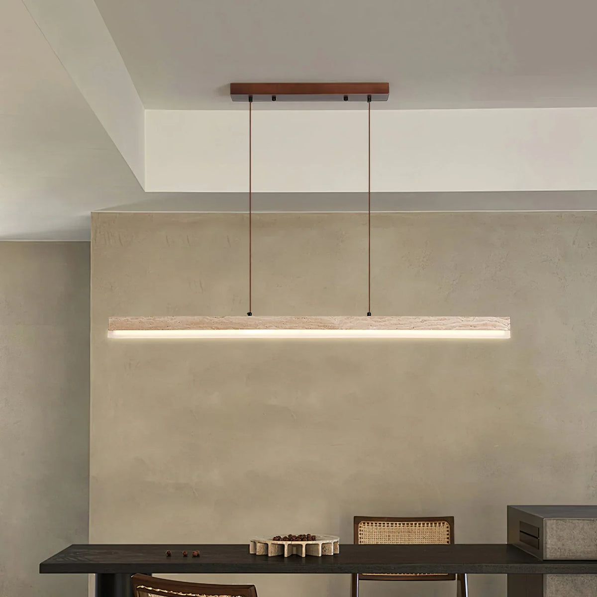 Linear Ecliptic Beam Travertine Pendant Lamp – Travertine detail 4