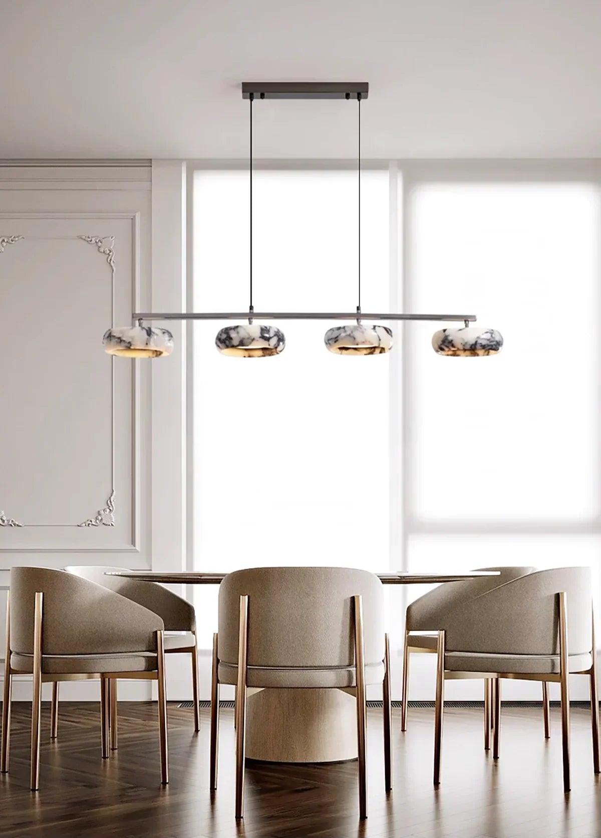 Linear Marble Ring Pendant Light – Marble detail 4