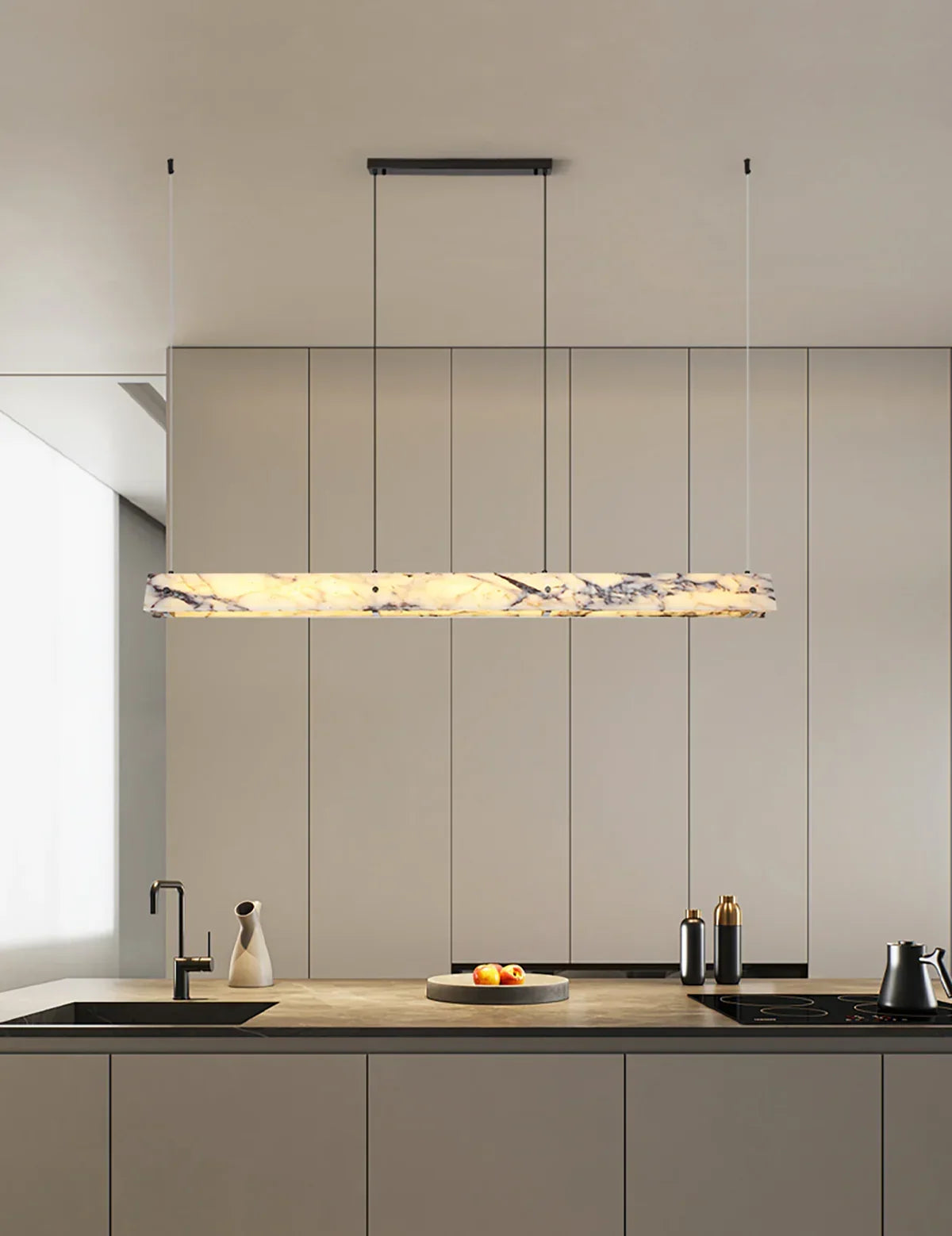 Linear Minimalist Marble Pendant Light – Marble detail 4
