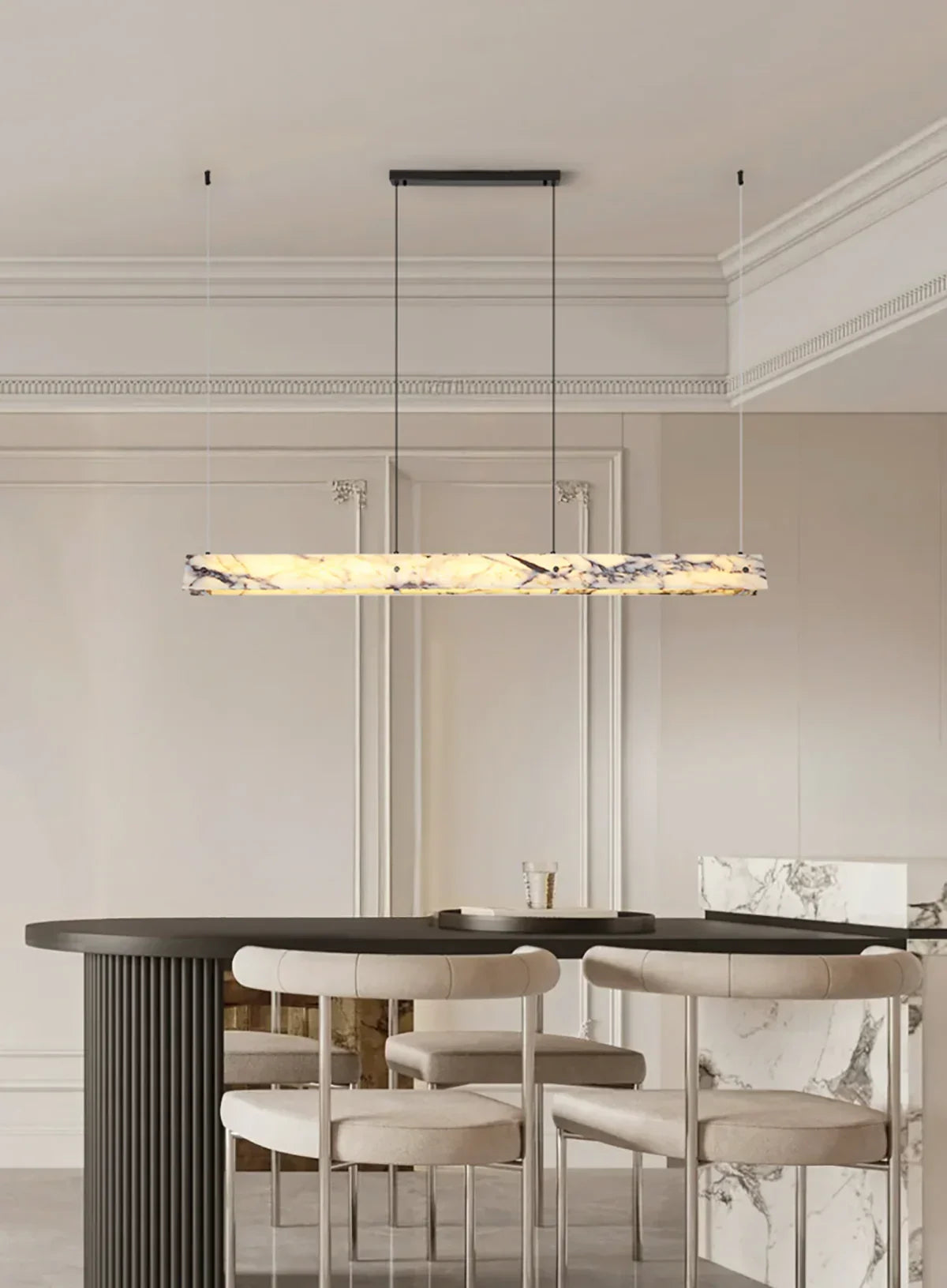 Linear Minimalist Marble Pendant Light – Marble detail 7