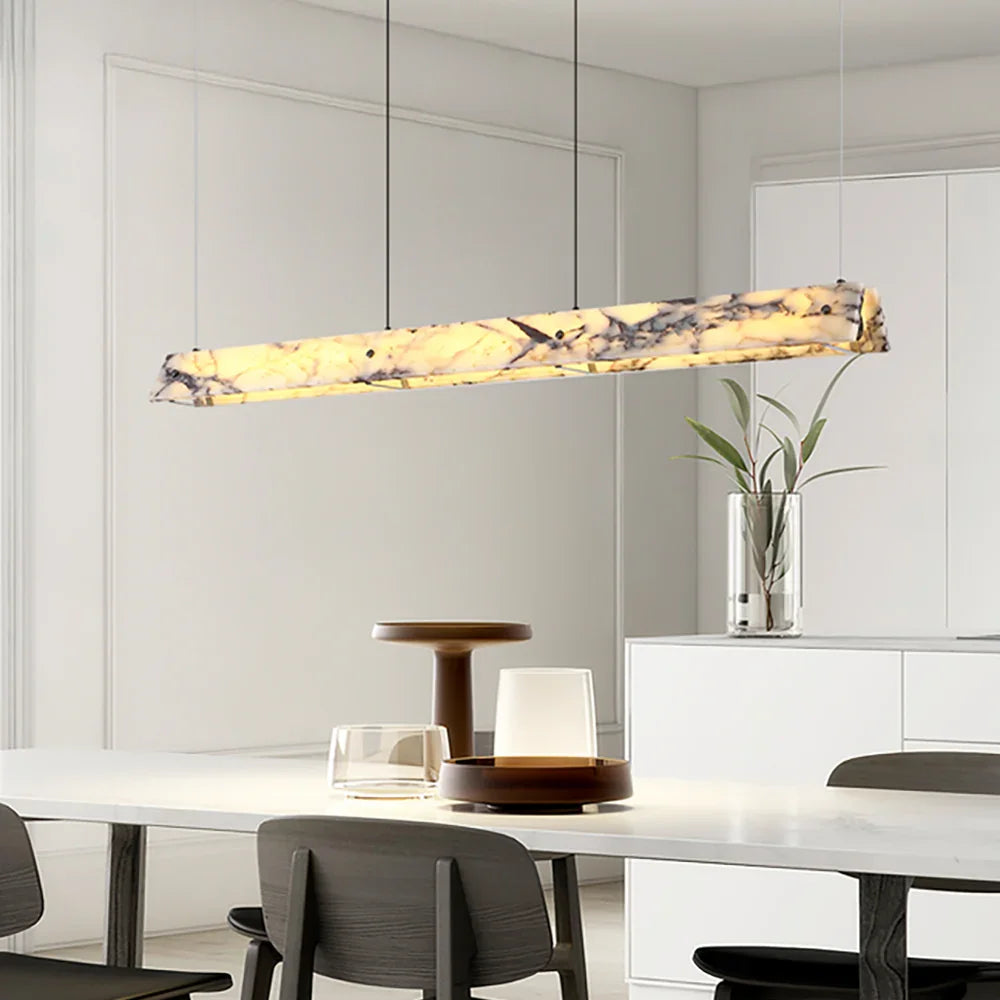 Linear Minimalist Marble Pendant Light – Marble detail 2