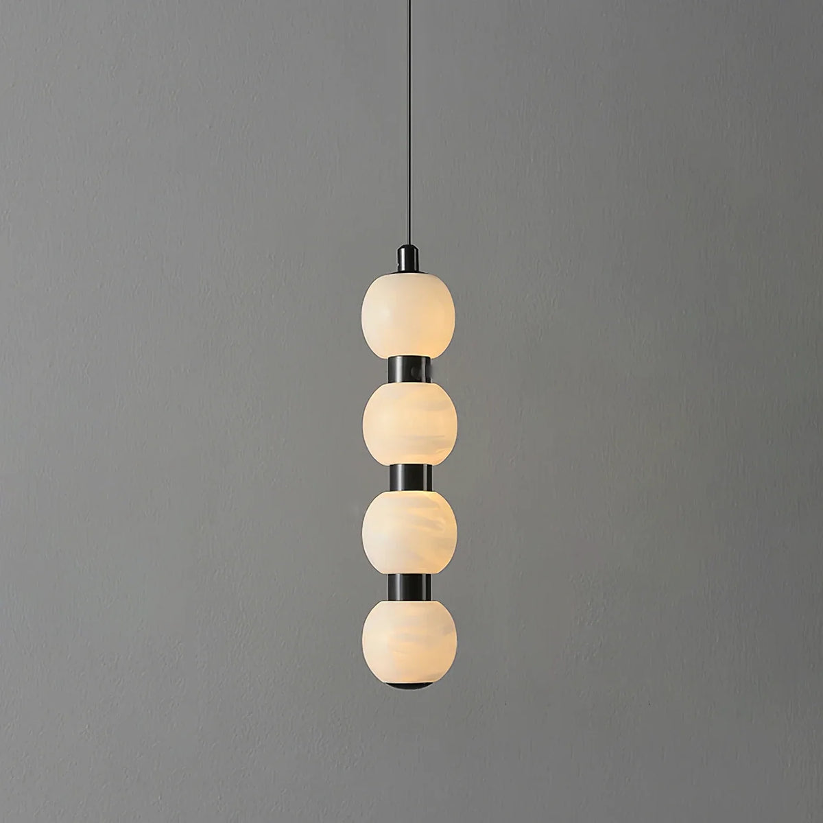 Linear Orbique Alabaster Bead Pendant Light – Alabaster detail 10