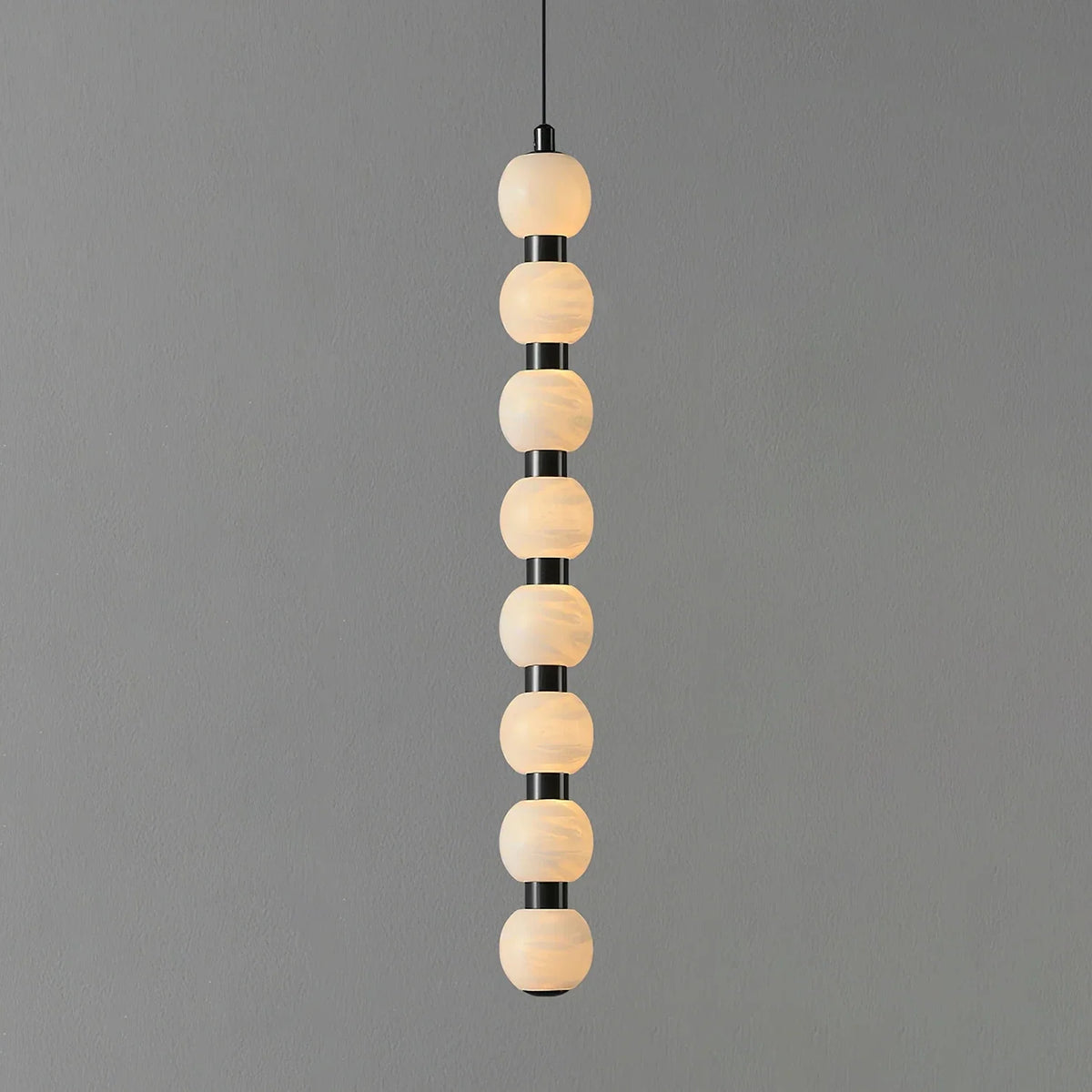 Linear Orbique Alabaster Bead Pendant Light – Alabaster detail 12