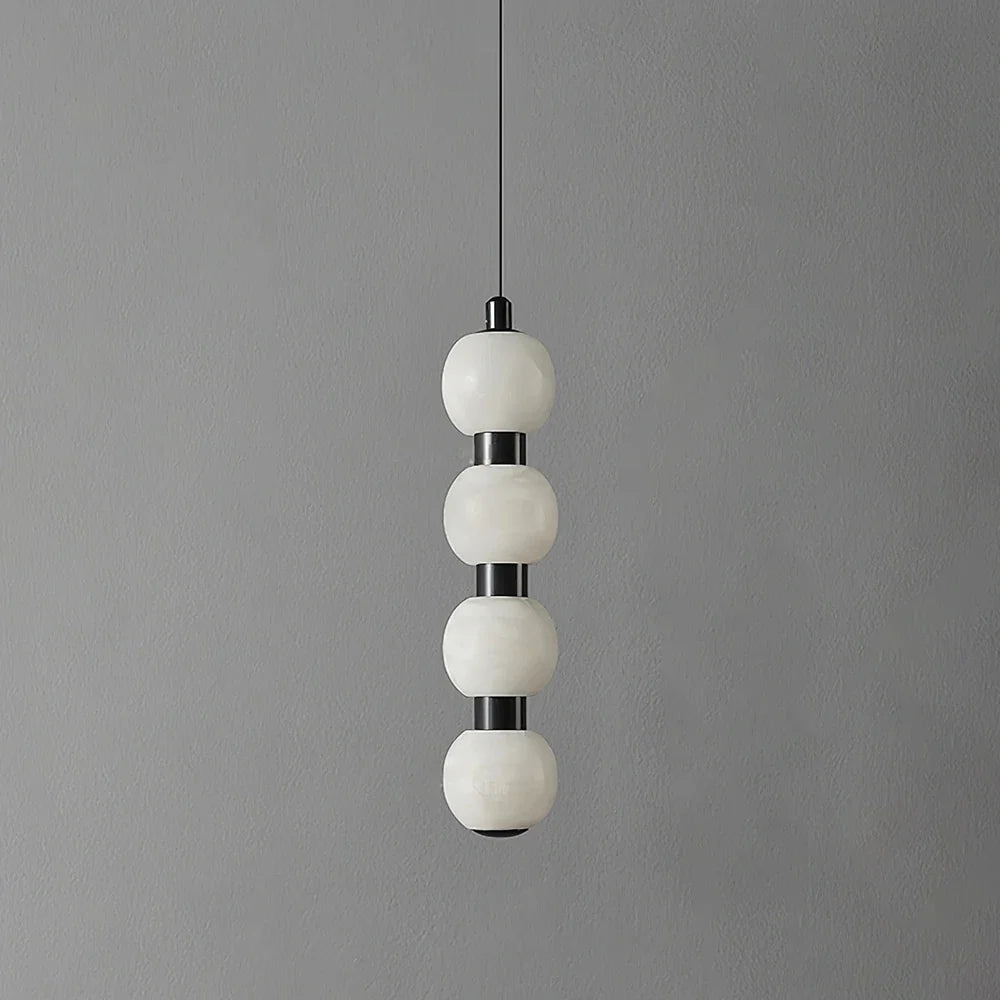 Linear Orbique Alabaster Bead Pendant Light – Alabaster detail 11