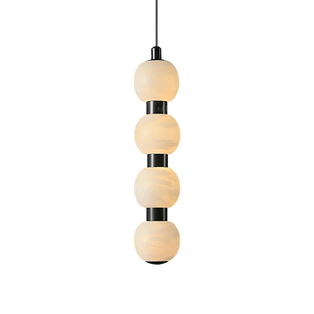 Linear Orbique Alabaster Bead Pendant Light – Alabaster detail 16