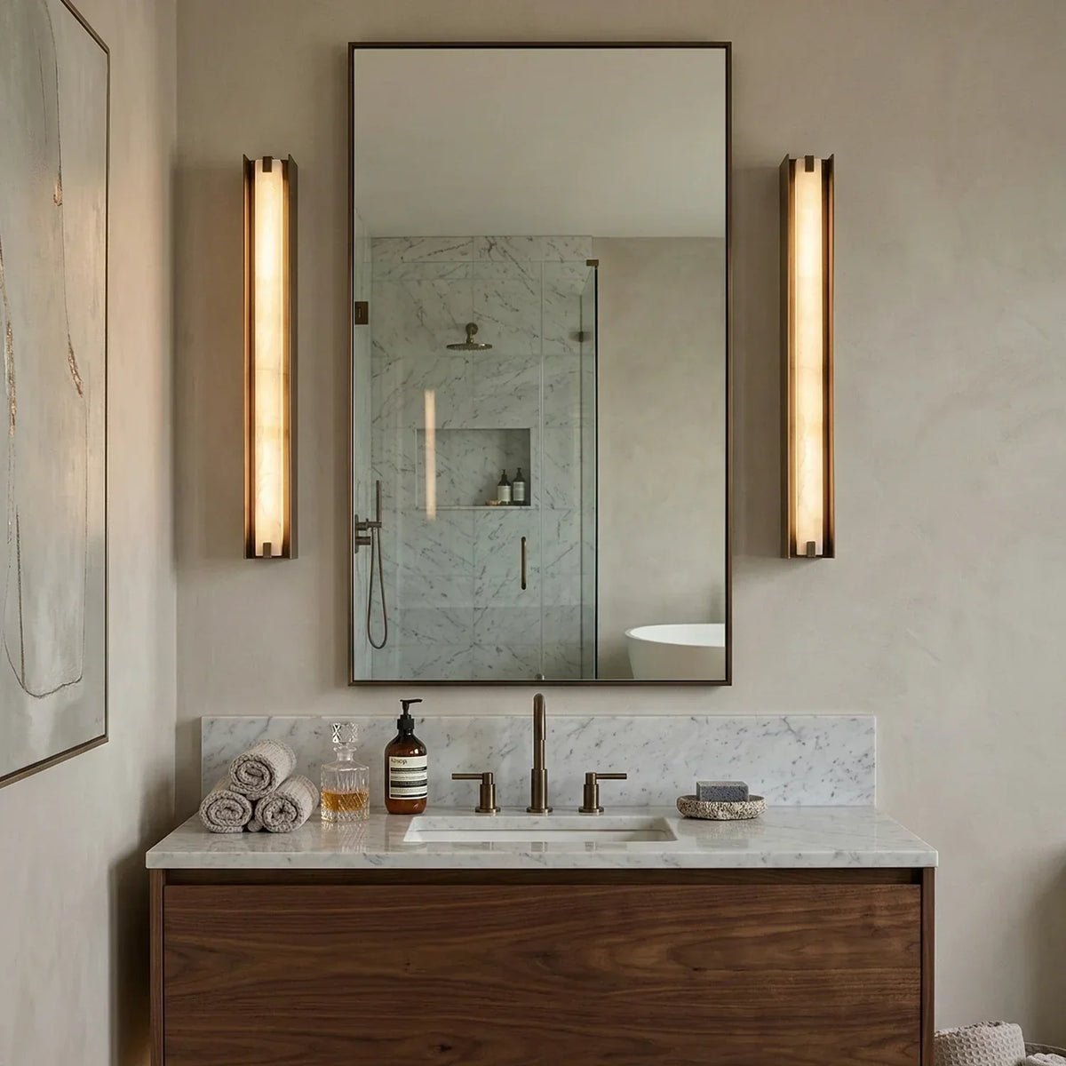 Linear Symmetry Alabaster Wall Sconce – Alabaster detail 7