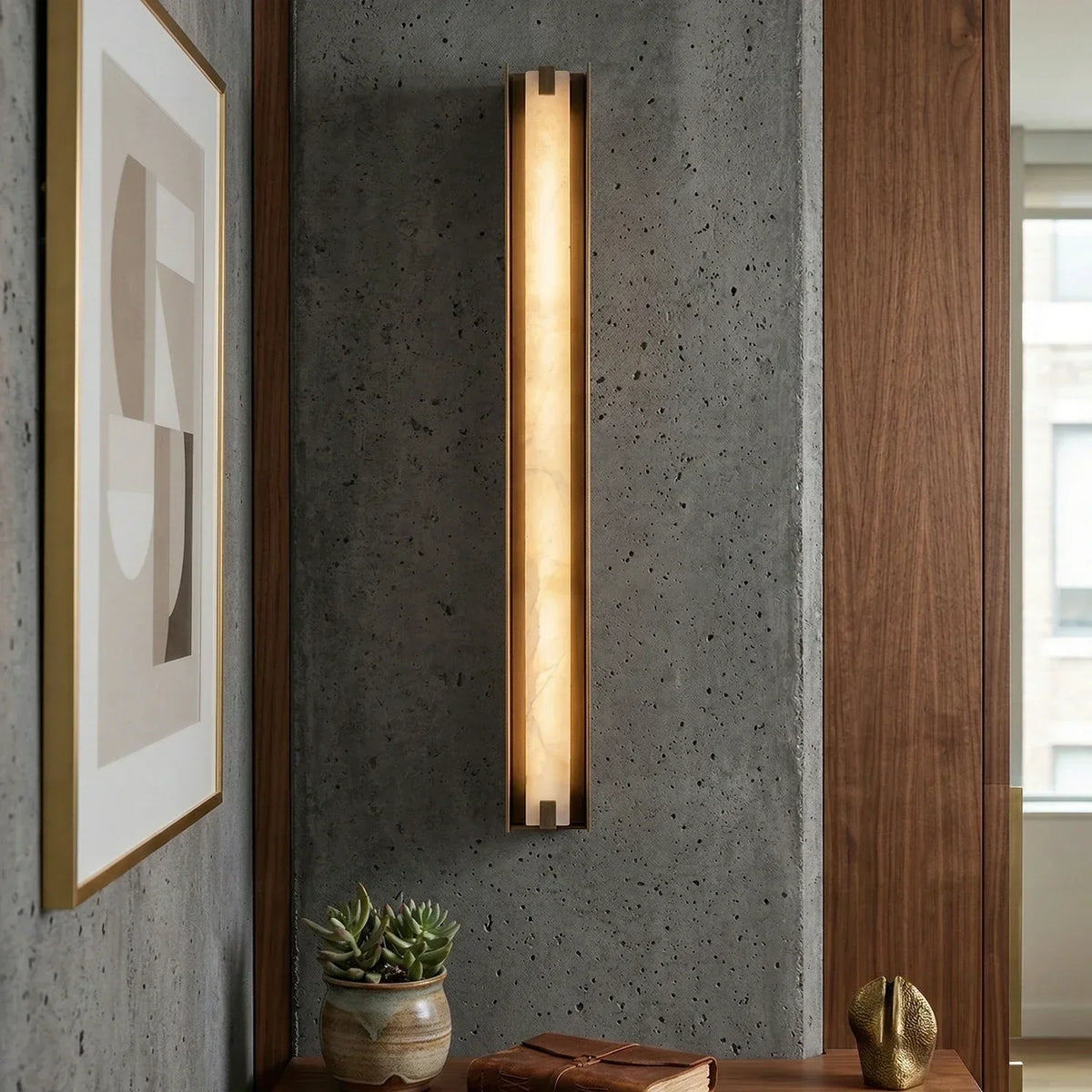 Linear Symmetry Alabaster Wall Sconce – Alabaster detail 3