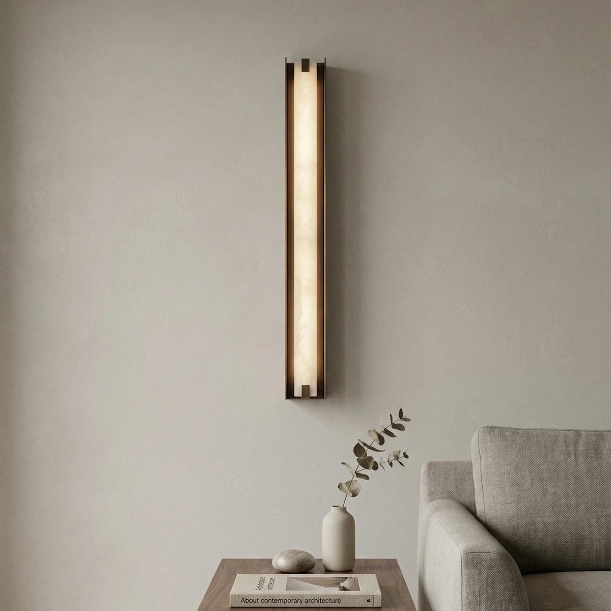 Linear Symmetry Alabaster Wall Sconce – Alabaster detail 5