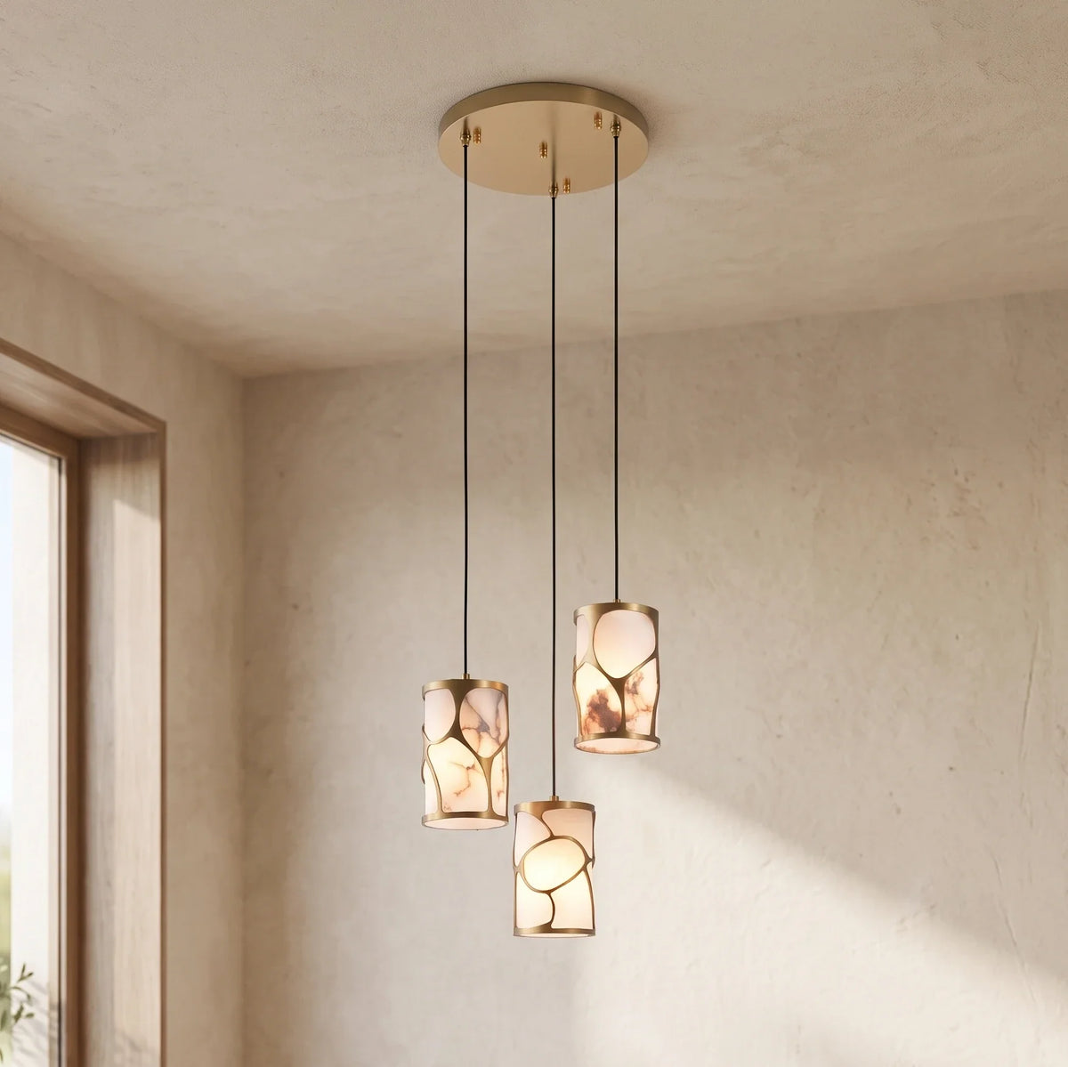 Linnea Tapered Alabaster Cluster Chandelier – Alabaster detail 12