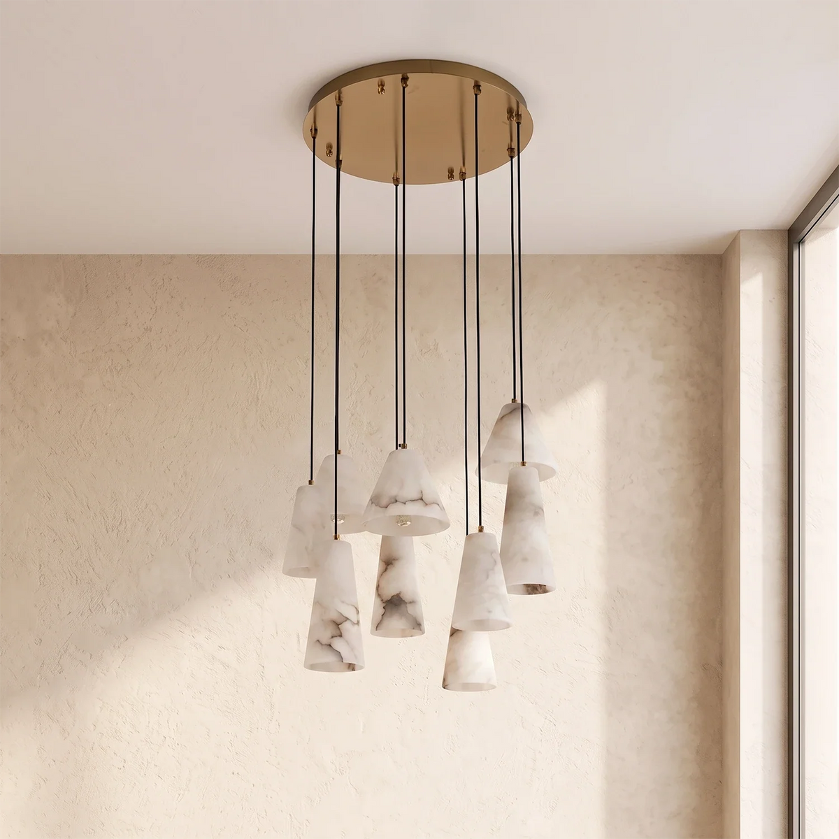 Linnea Tapered Alabaster Cluster Chandelier – Alabaster detail 16