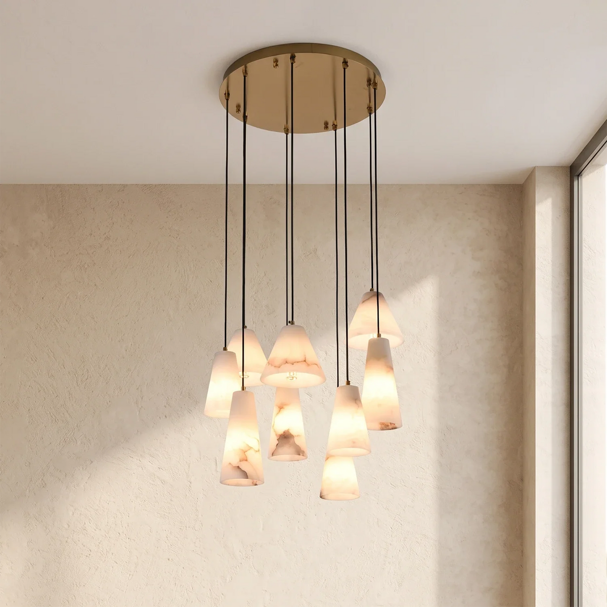 Linnea Tapered Alabaster Cluster Chandelier – Alabaster detail 14