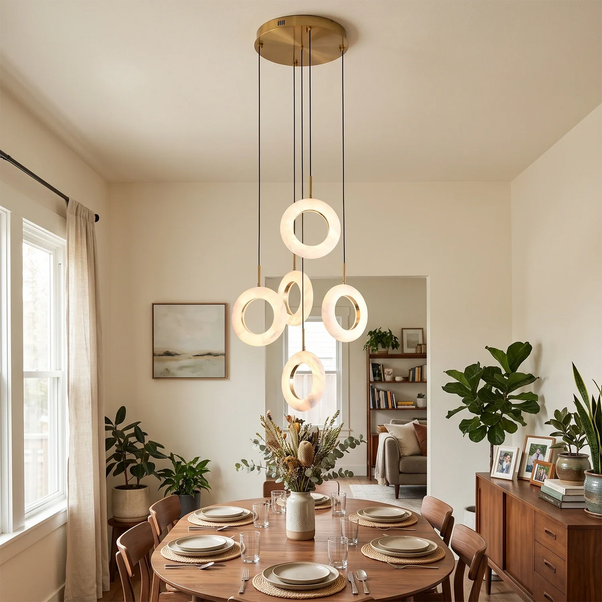 Linnea Tapered Alabaster Cluster Chandelier – Alabaster detail 4