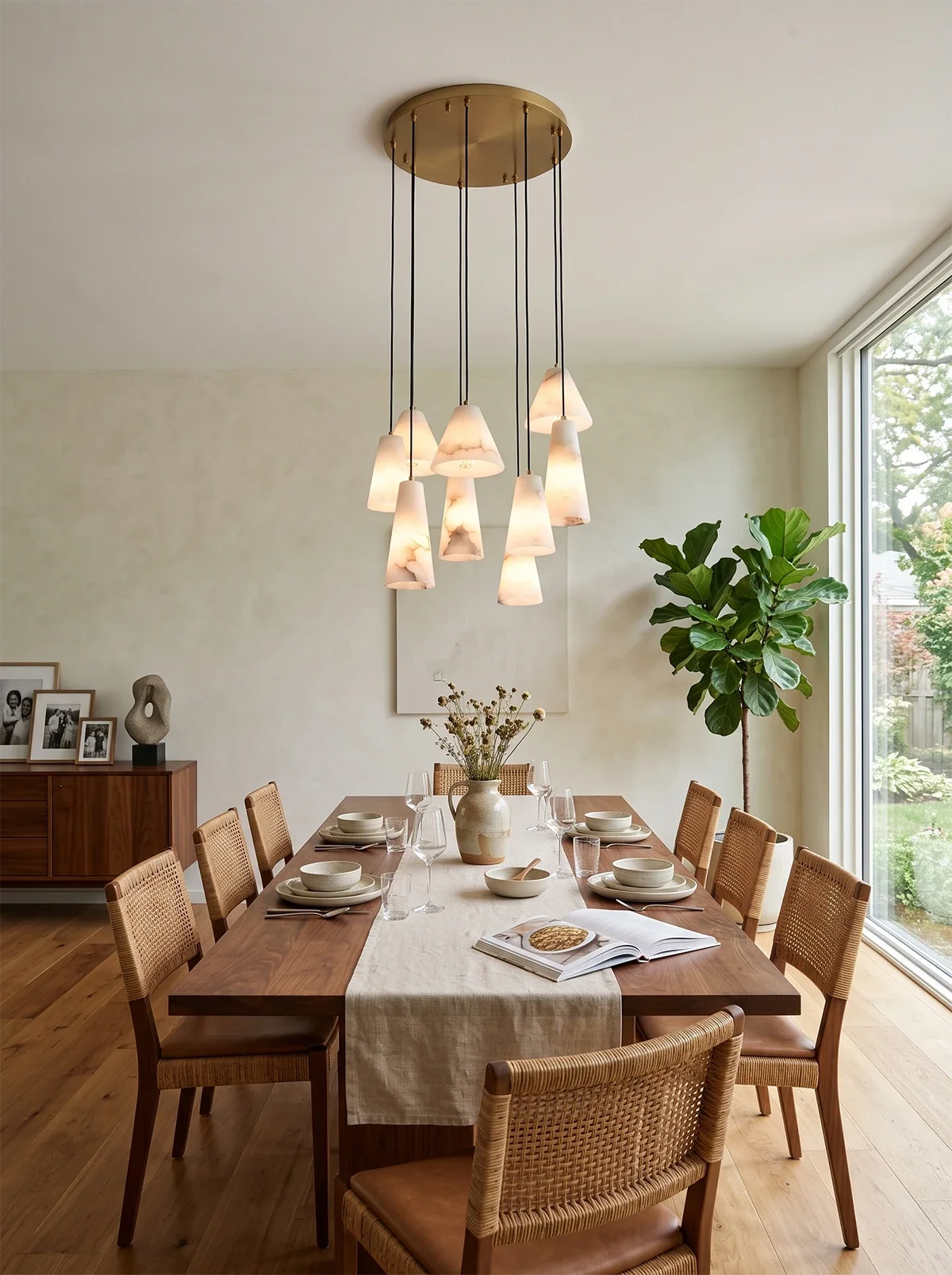 Linnea Tapered Alabaster Cluster Chandelier – Alabaster detail 10