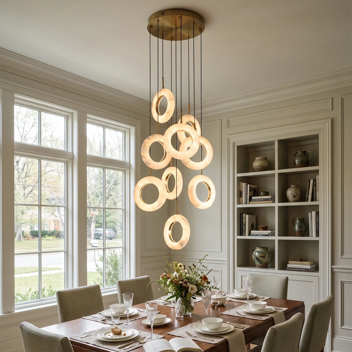 Linnea Tapered Alabaster Cluster Chandelier – Alabaster detail 7