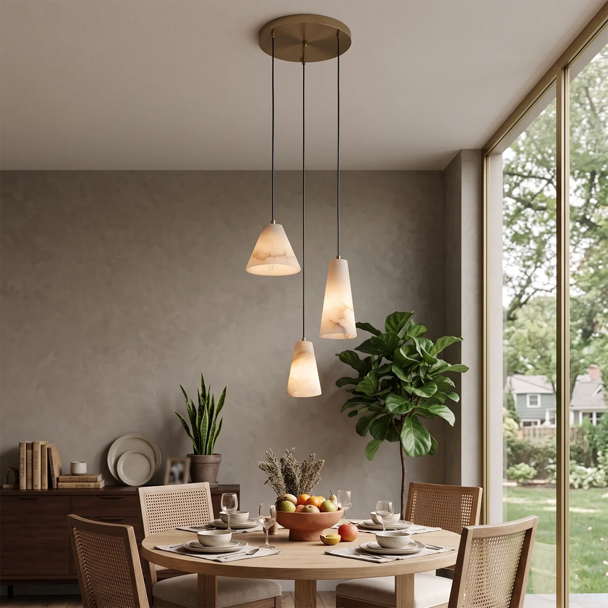 Linnea Tapered Alabaster Cluster Chandelier – Alabaster detail 3