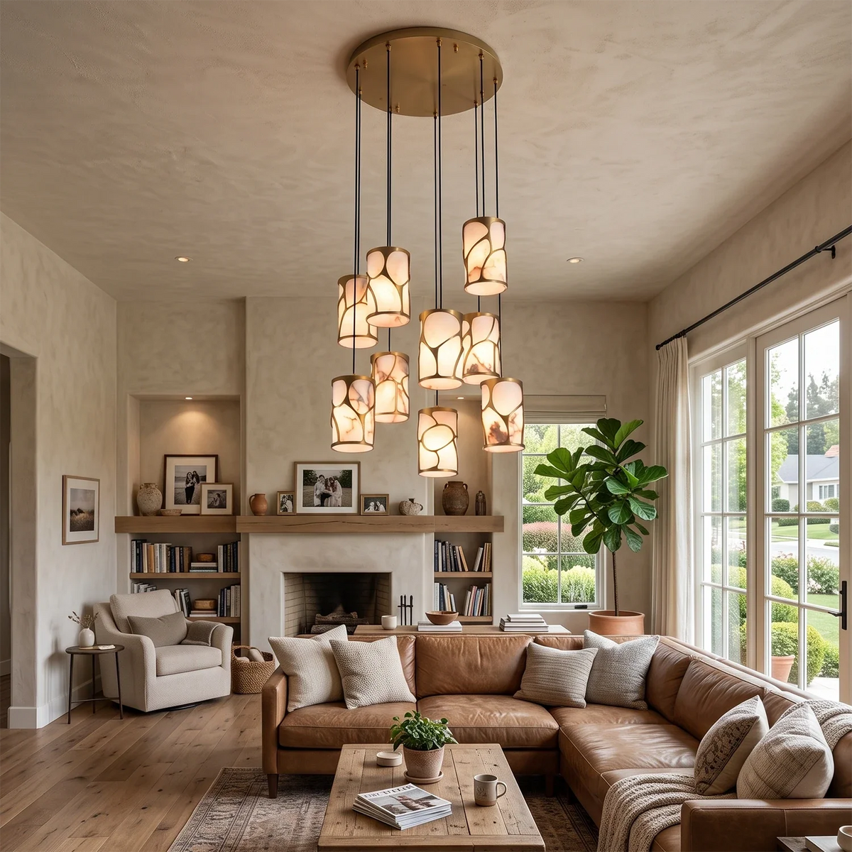 Linnea Tapered Alabaster Cluster Chandelier – Alabaster detail 5