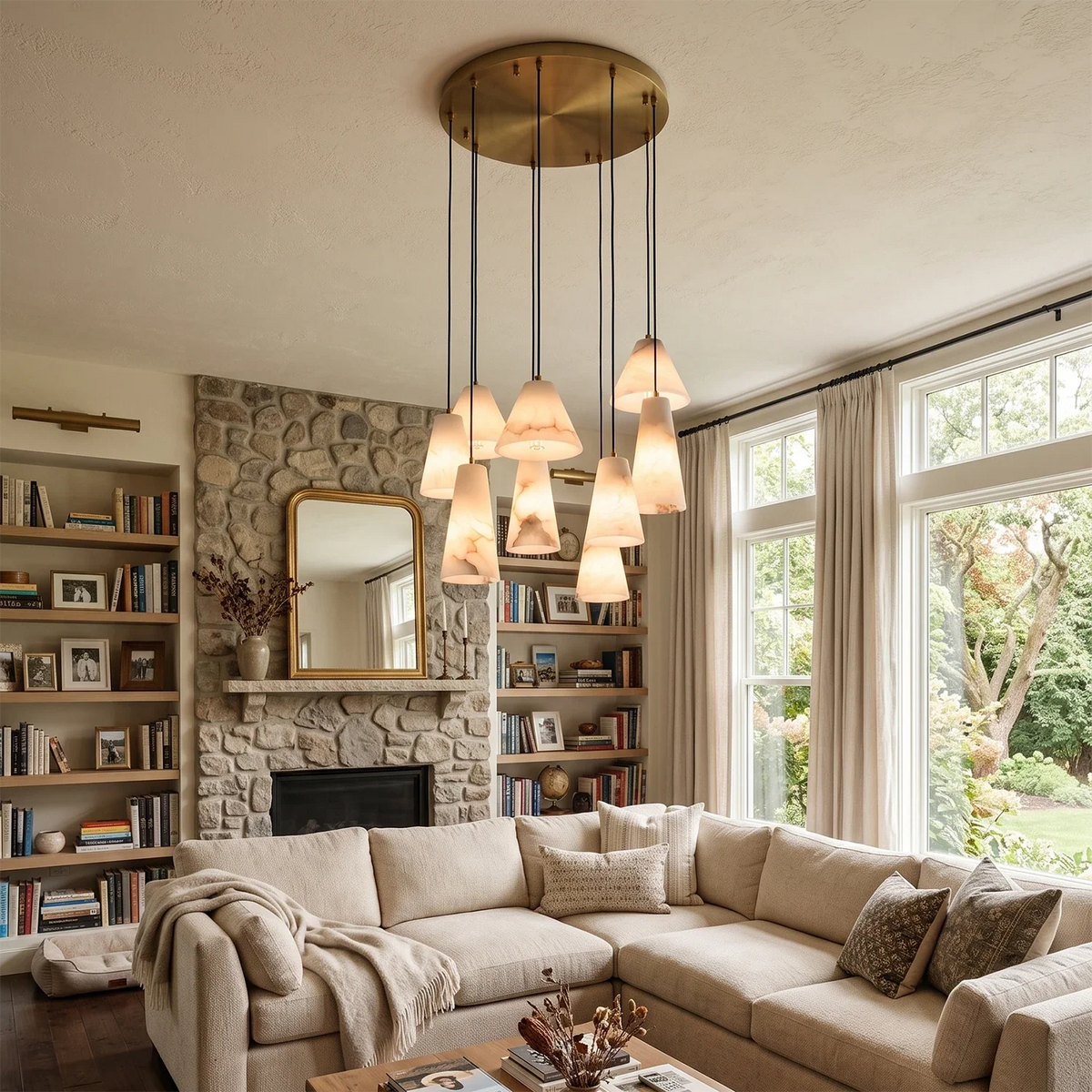 Linnea Tapered Alabaster Cluster Chandelier – Alabaster detail 9