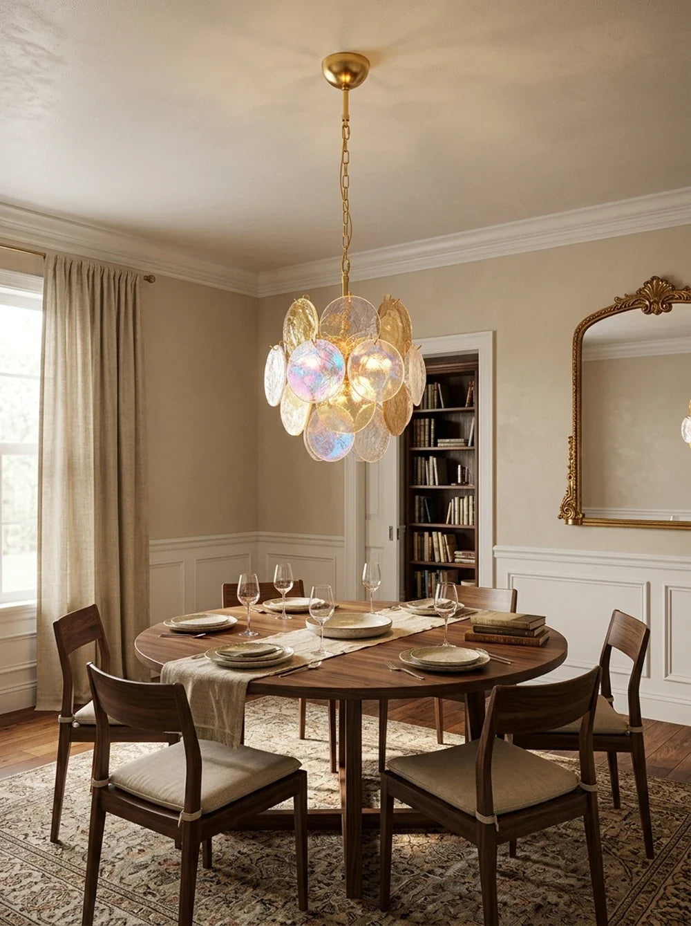 Liora Iridescent Disc Glass Chandelier – Glass detail 5