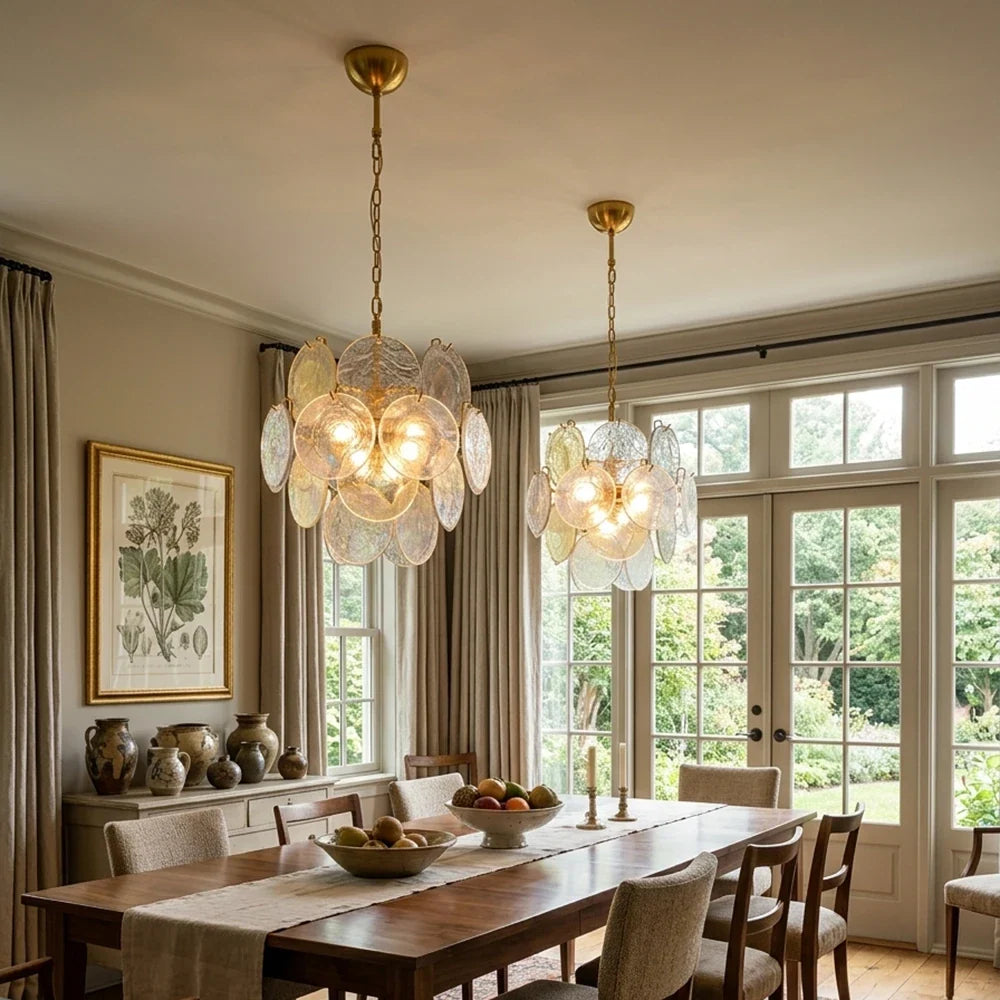 Liora Iridescent Disc Glass Chandelier – Glass detail 3