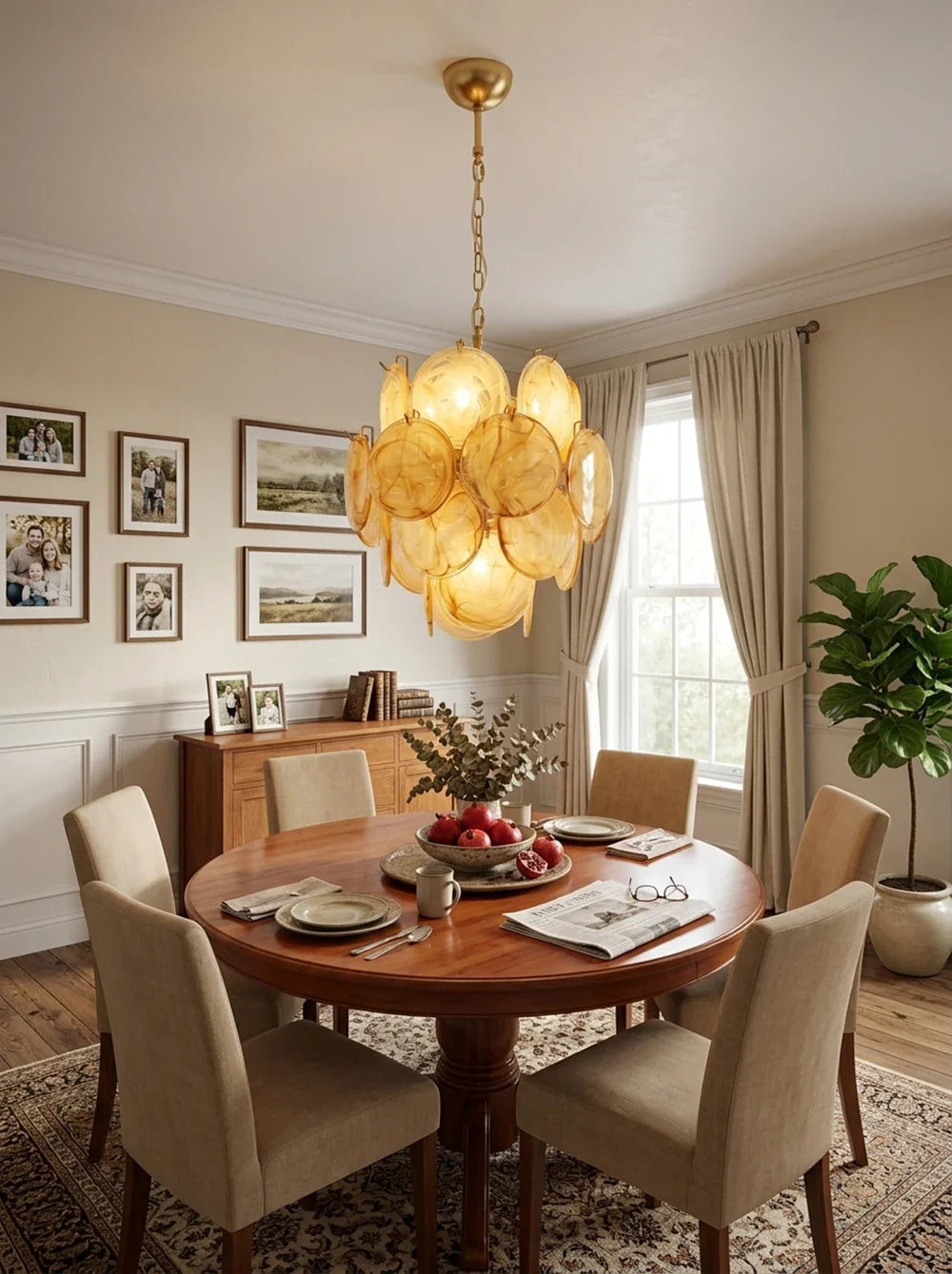 Liora Petite Disc Gold Glass Chandelier – Glass detail 5