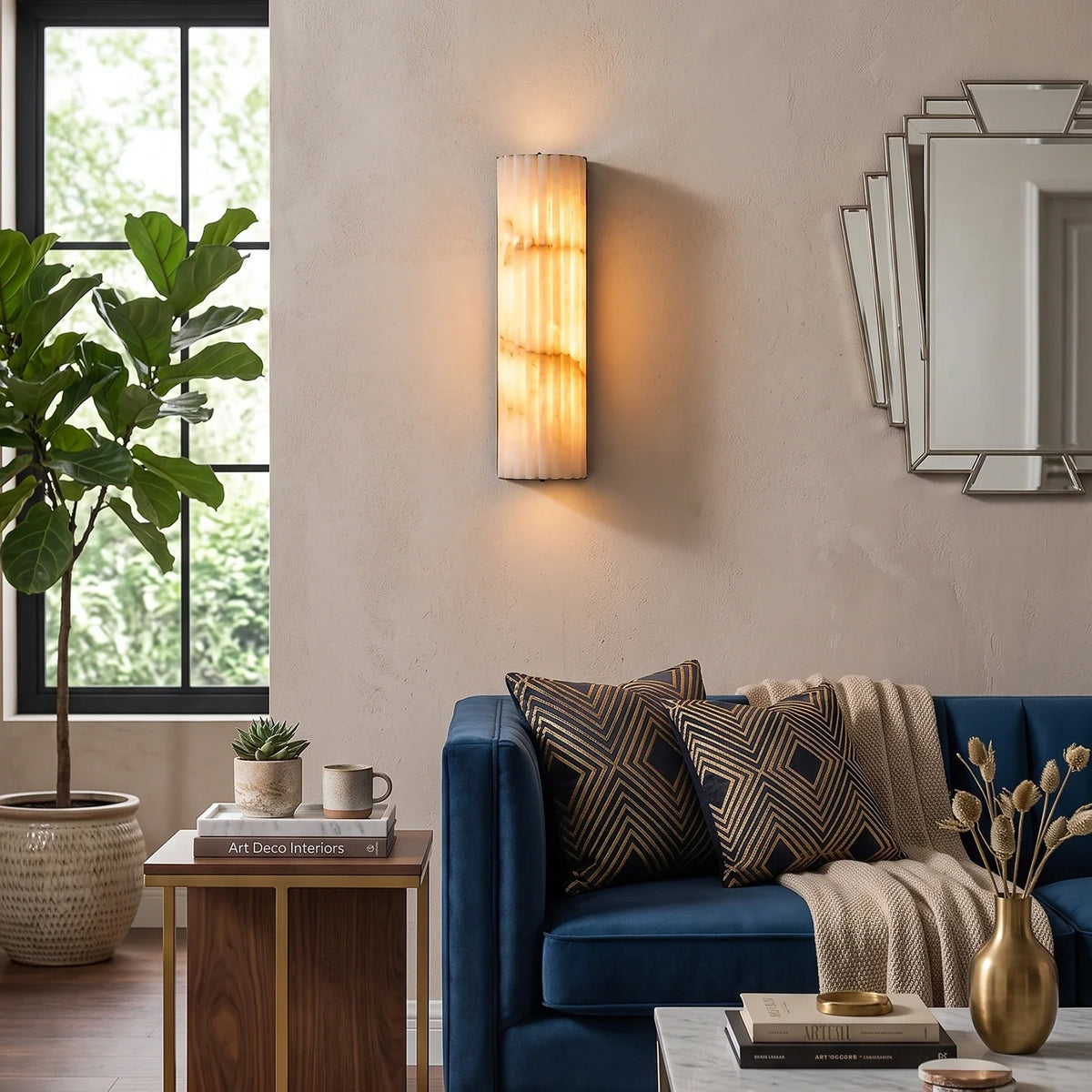 Lisbeth Fluted Alabaster Wall Sconce – Alabaster detail 3