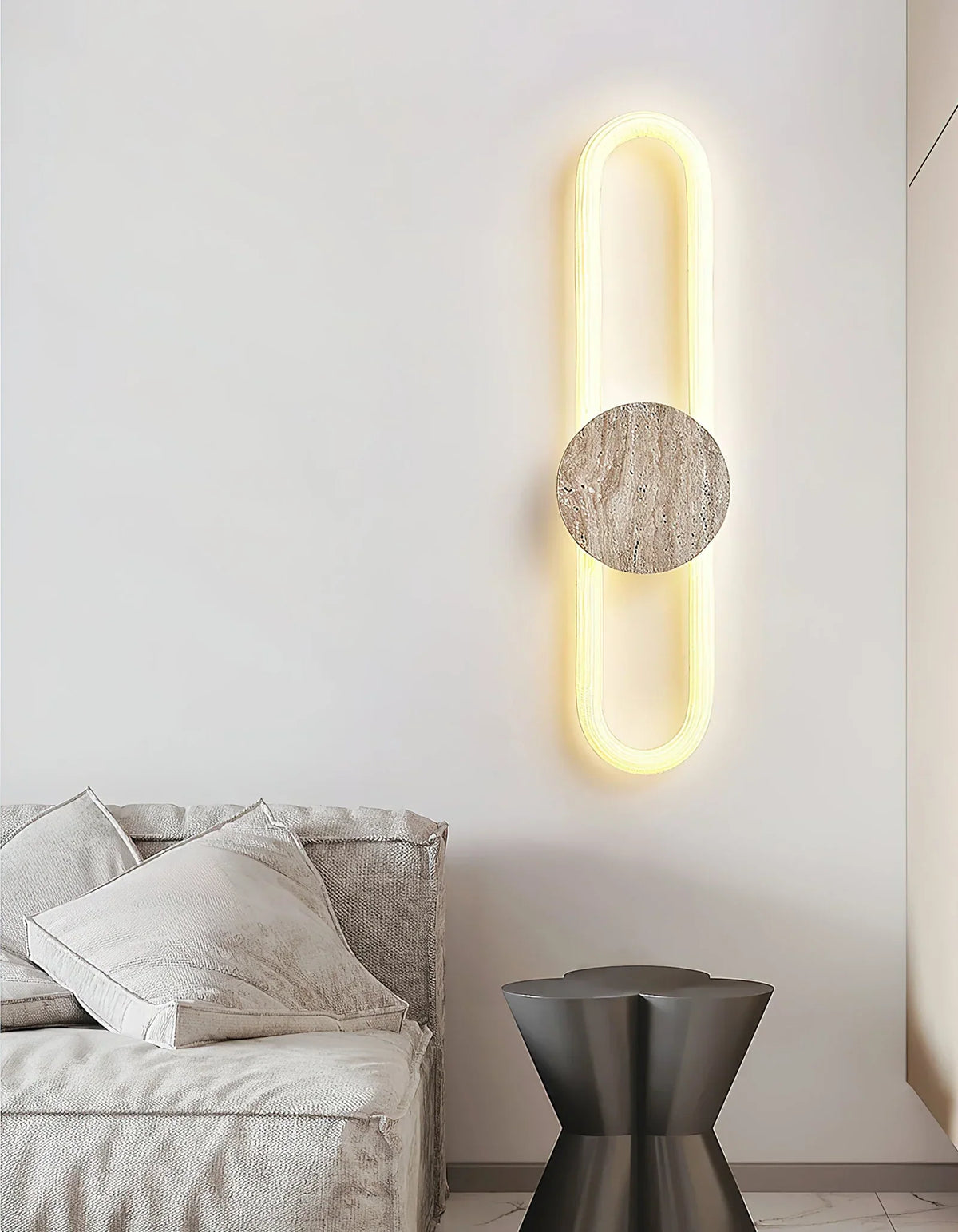 Long Strip Ra Travertine Wall Lamp – Travertine detail 6