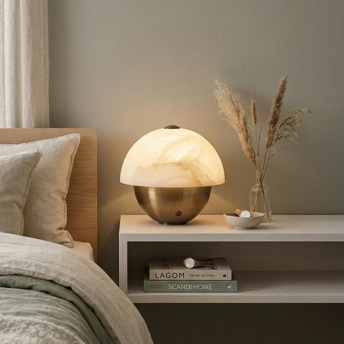Luna Stone Hemispherical Alabaster Table Lamp – Alabaster detail 4