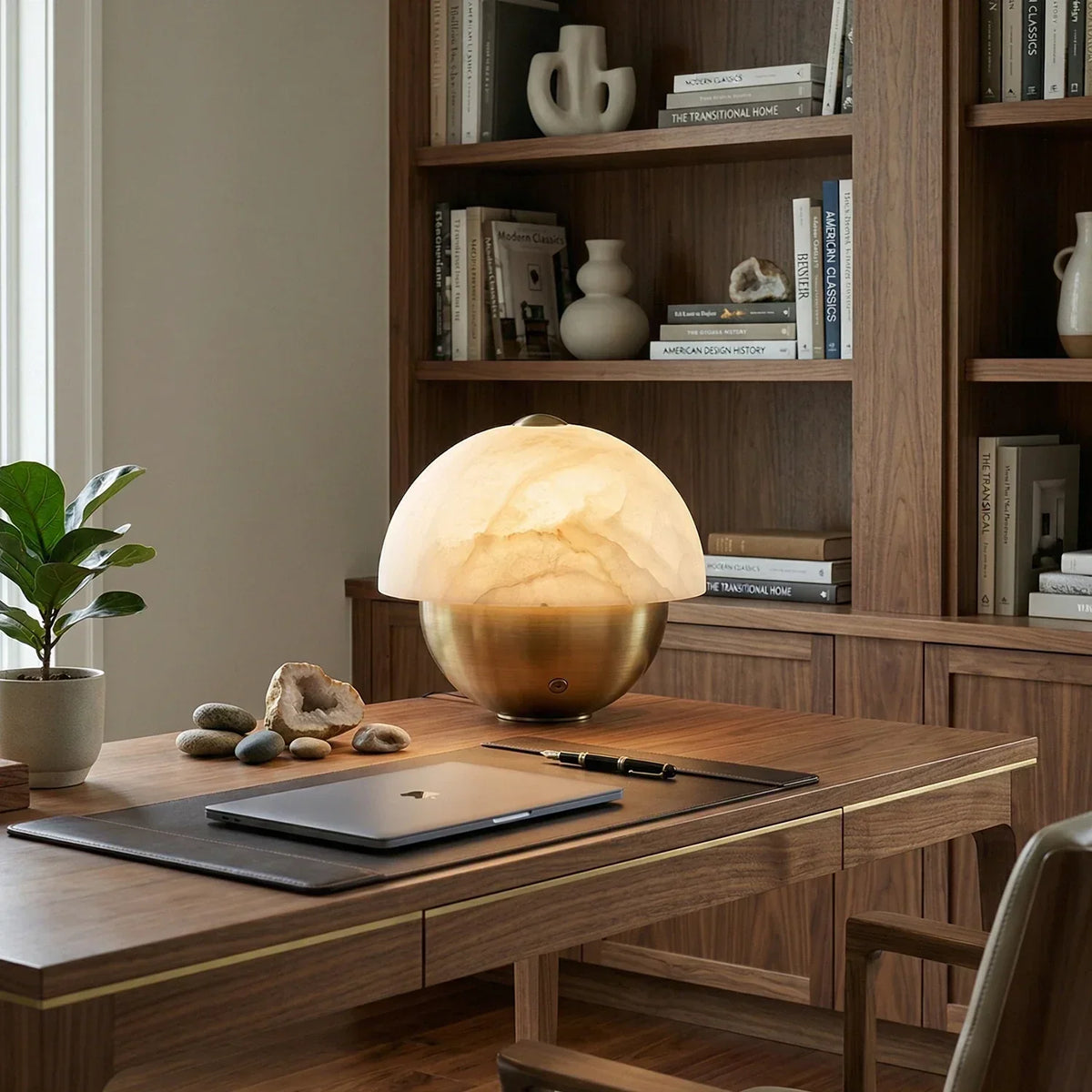 Luna Stone Hemispherical Alabaster Table Lamp – Alabaster detail 5
