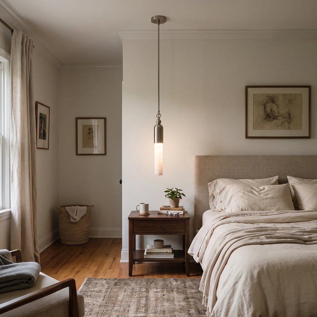 Lunelle Alabaster Rod Mini Pendant Light – Alabaster detail 7