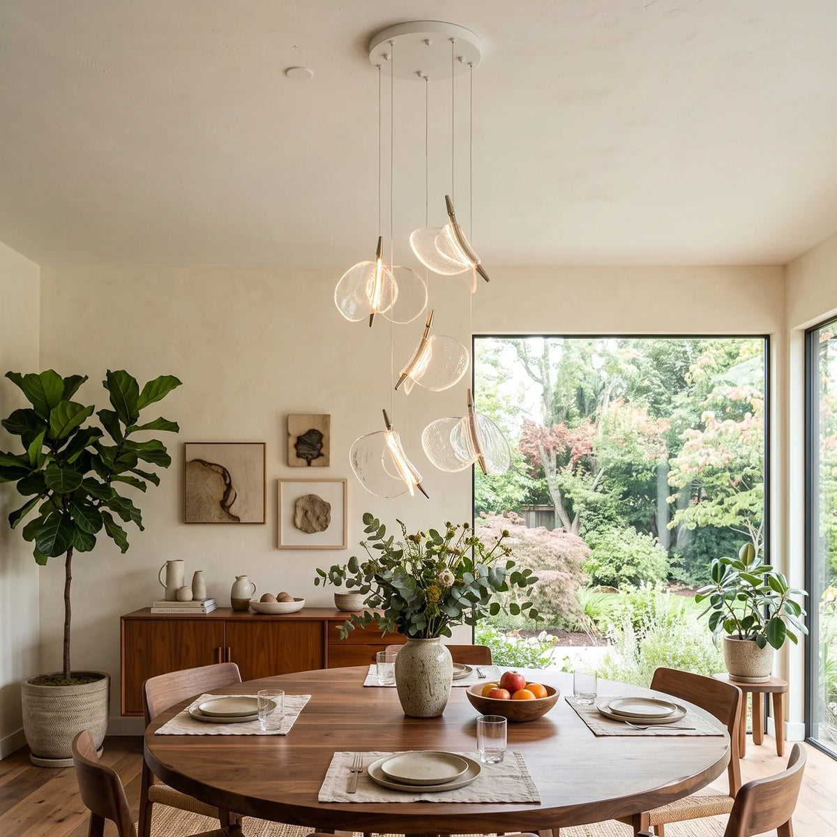 Lunelle Textured Glass Pendant Chandelier – Glass detail 3